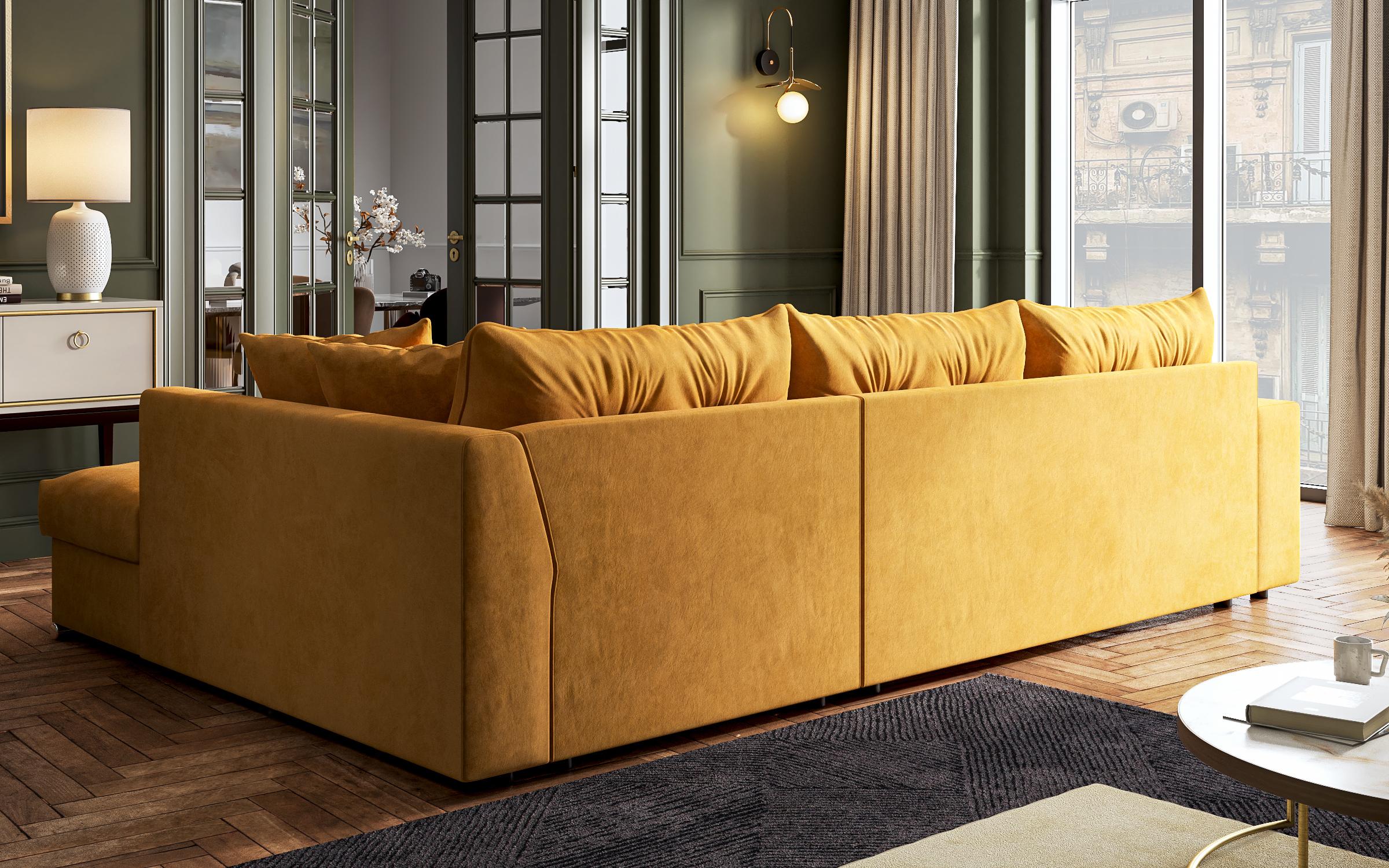 Extendable corner sofa Rome, yellow  6