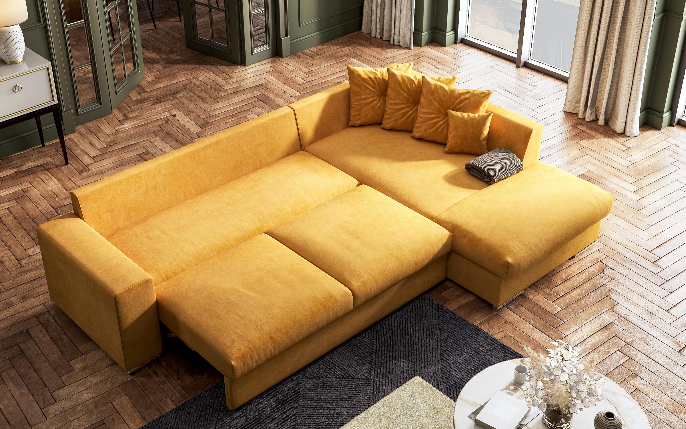 Extendable corner sofa Rome, yellow  7