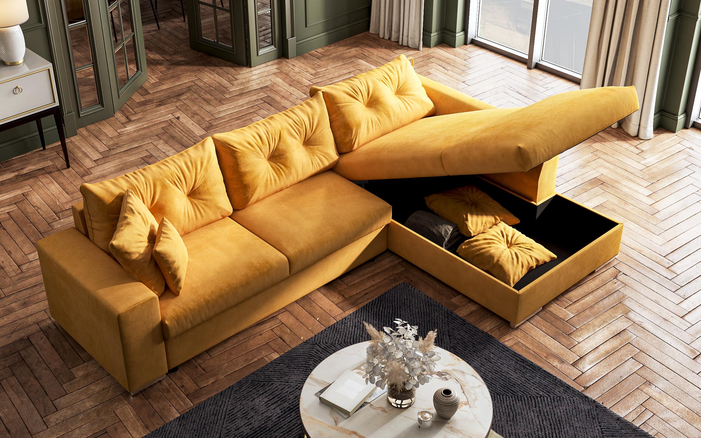 Extendable corner sofa Rome, yellow  9