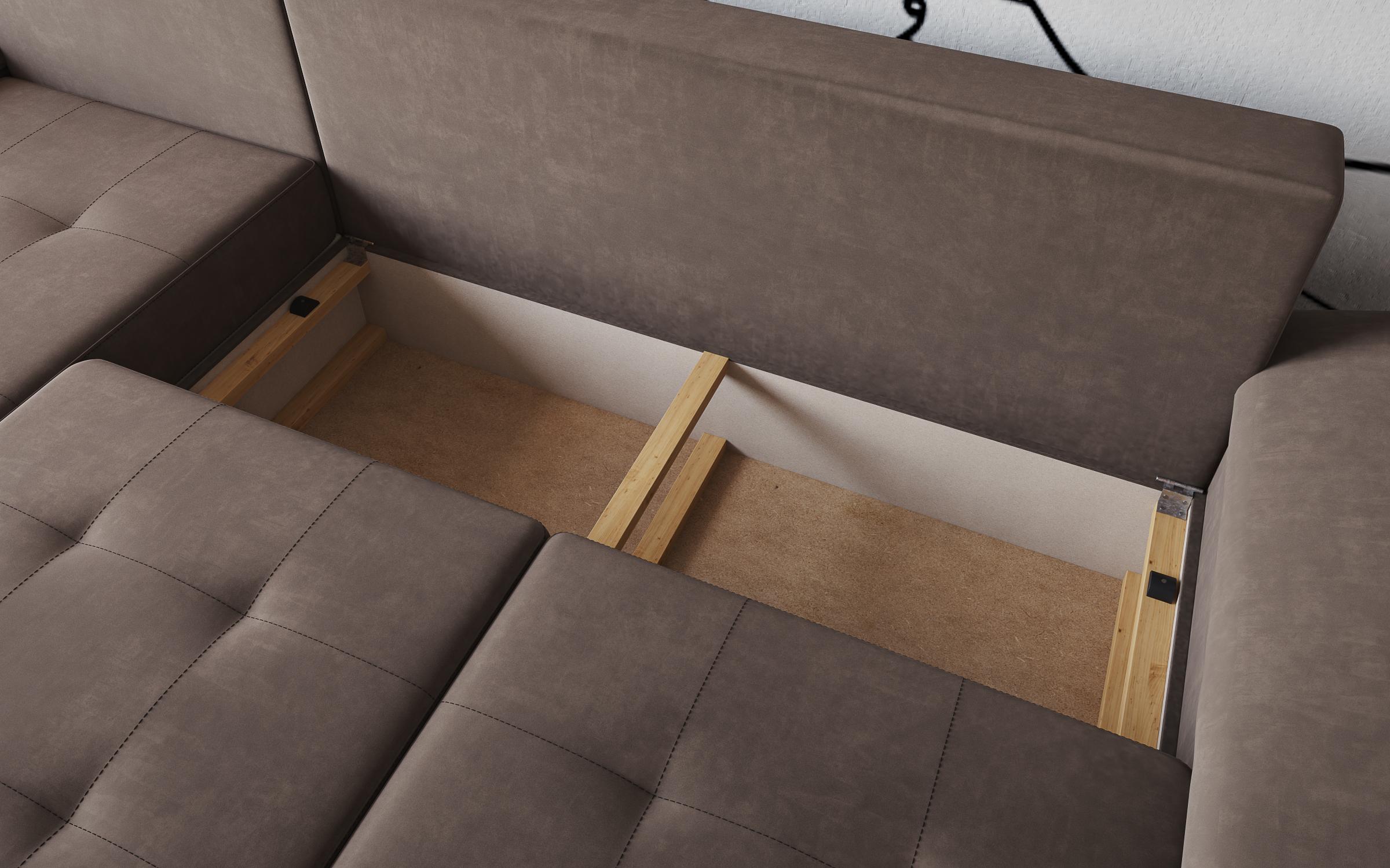 Extendable corner sofa Tonino, dark brown + beige leather  6