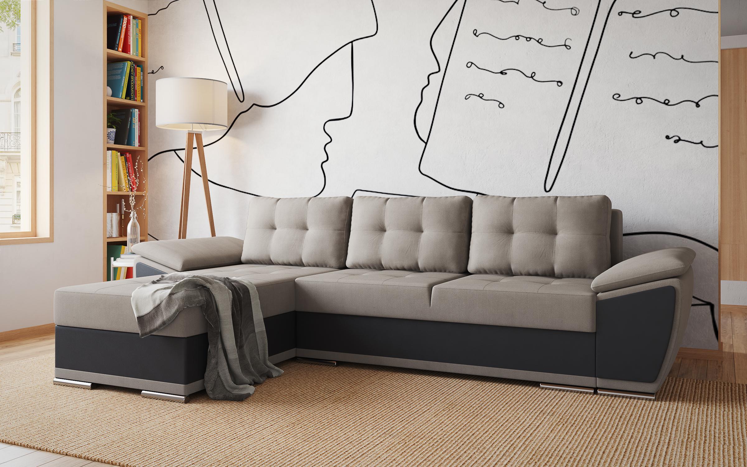 Extendable corner sofa Tonino, light grey + dark grey  3