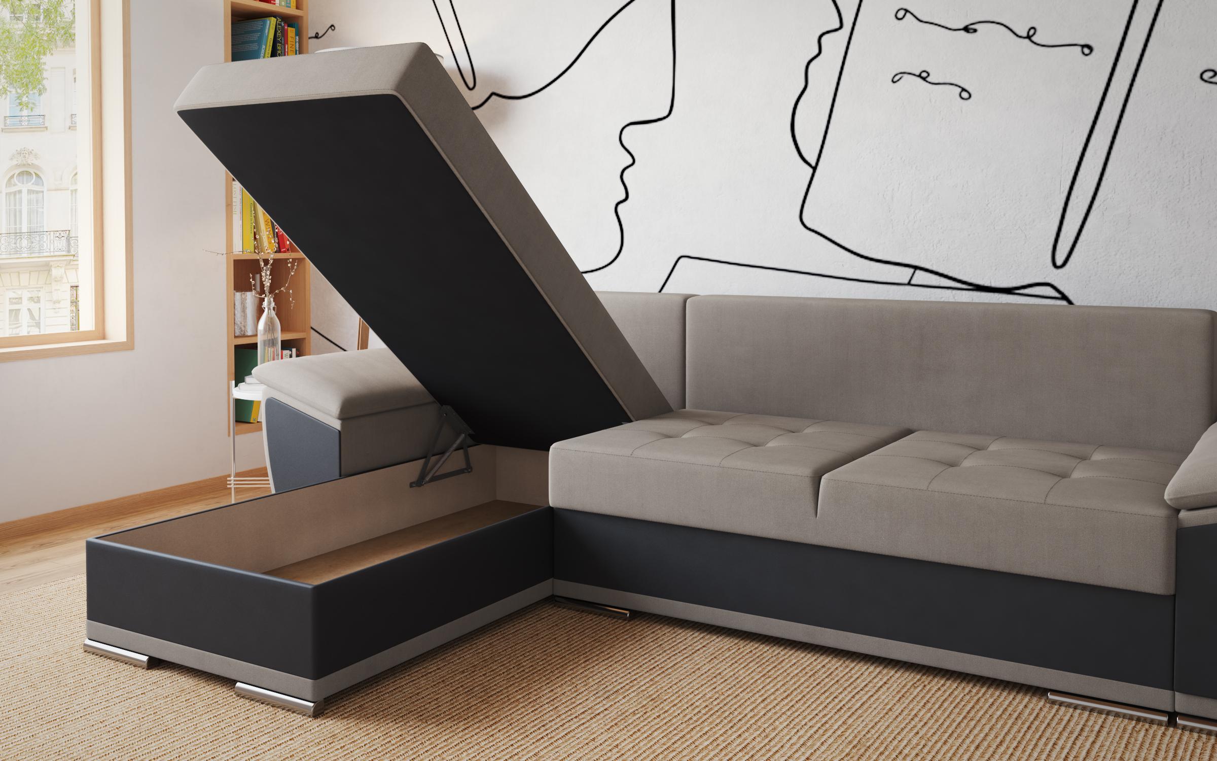 Extendable corner sofa Tonino, light grey + dark grey  4