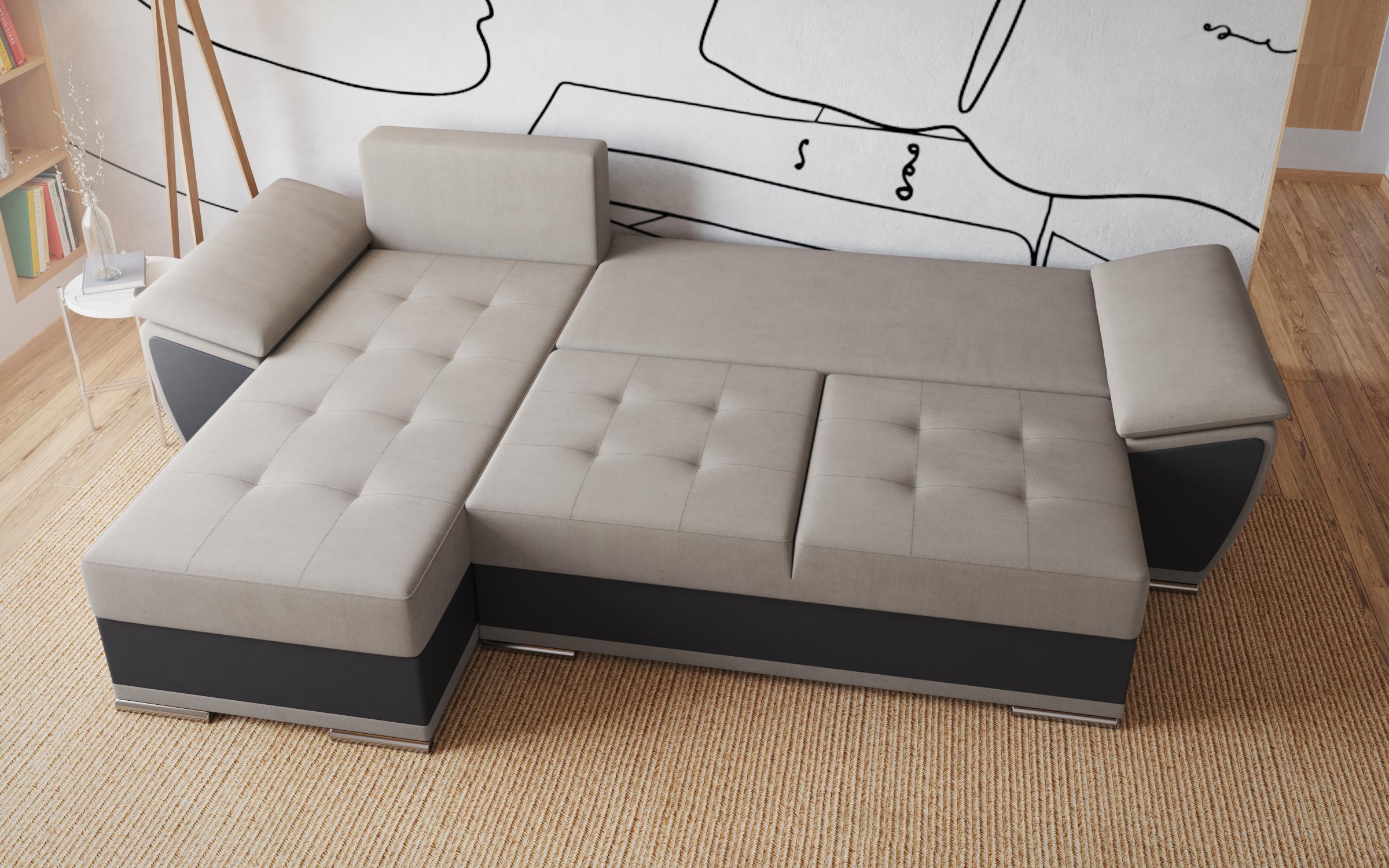 Extendable corner sofa Tonino, light grey + dark grey  5