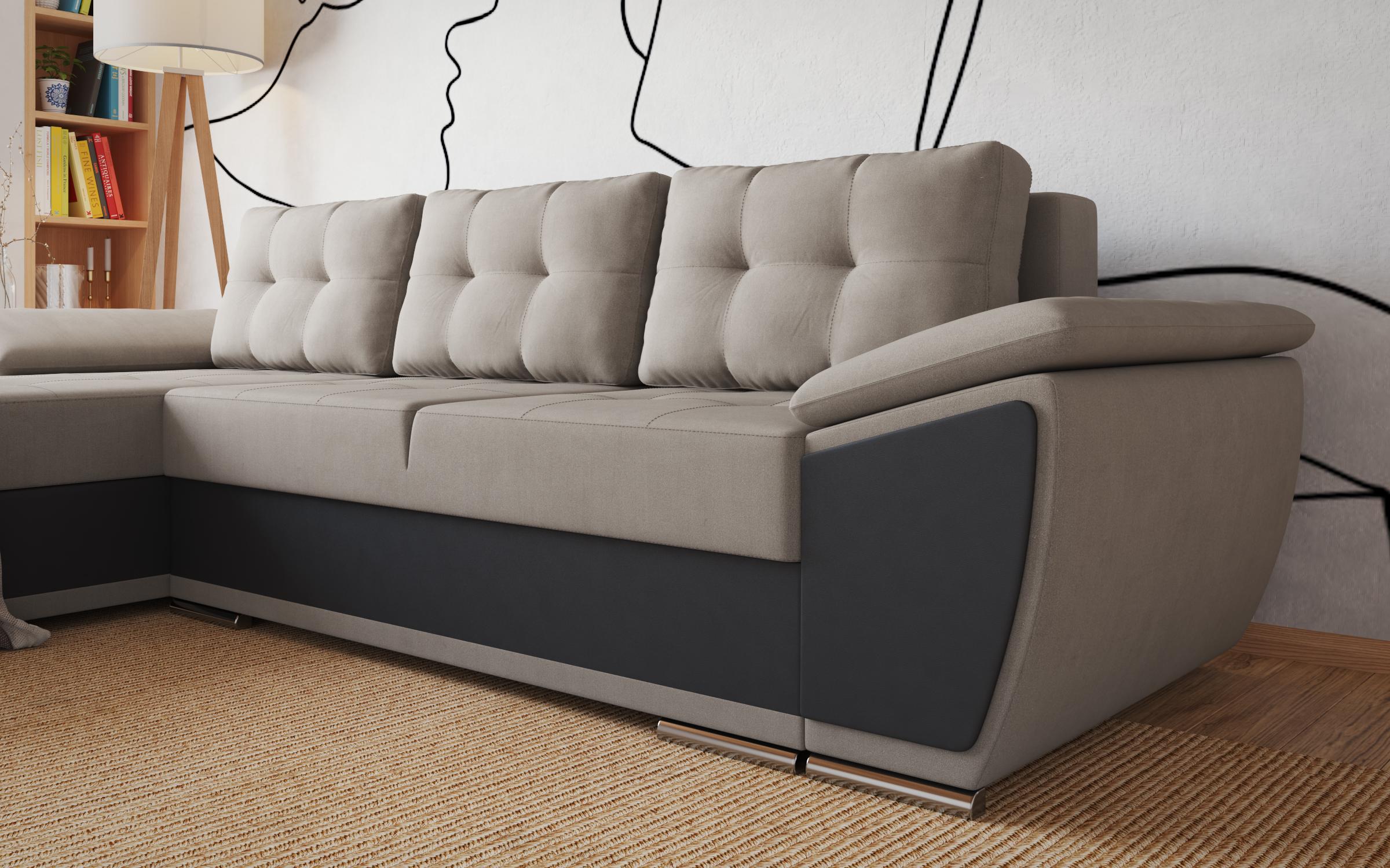 Extendable corner sofa Tonino, light grey + dark grey  7