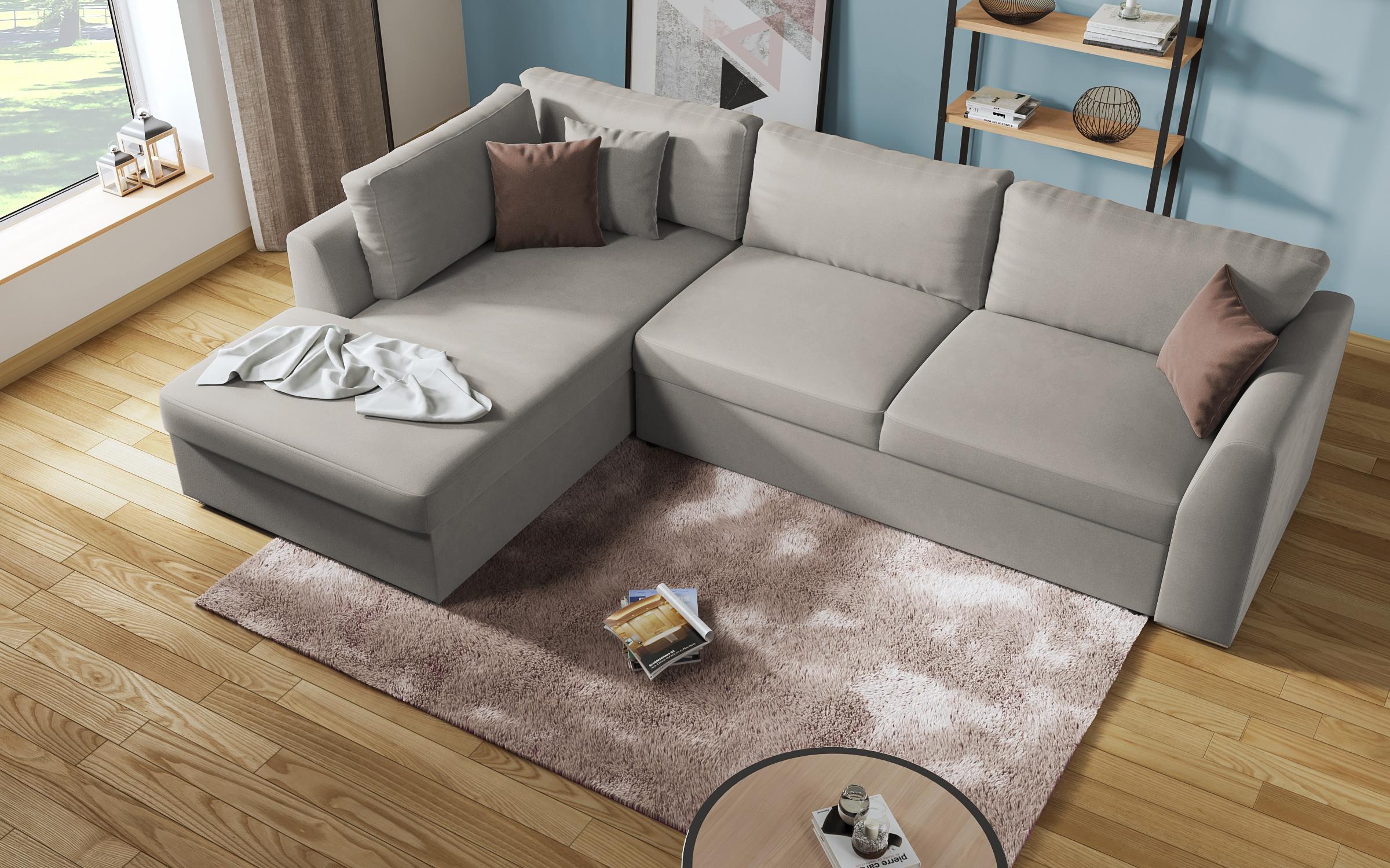 Extendable corner sofa Toscana, light brown + brown  6