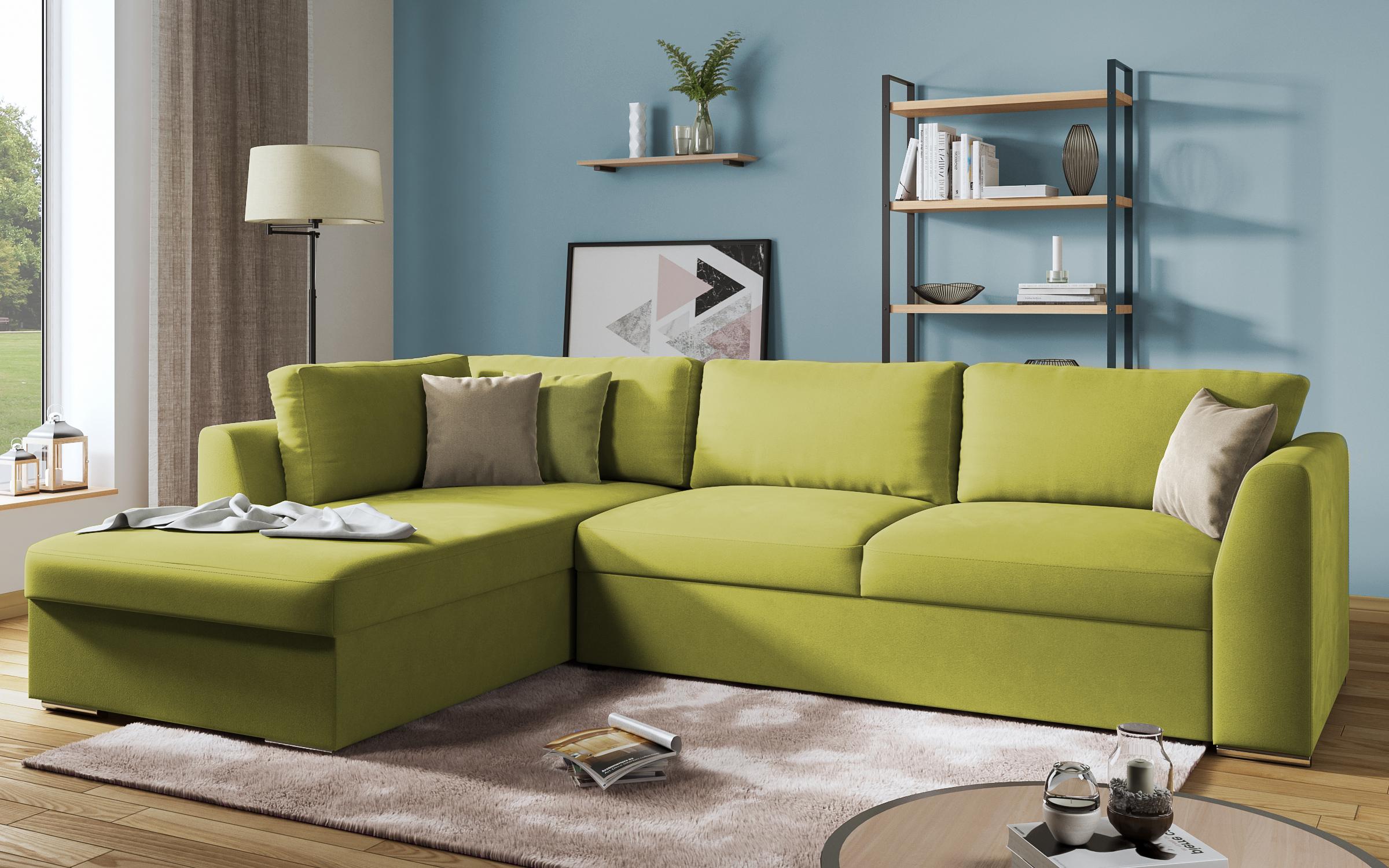 Extendable corner sofa Toscana, green + light brown  4