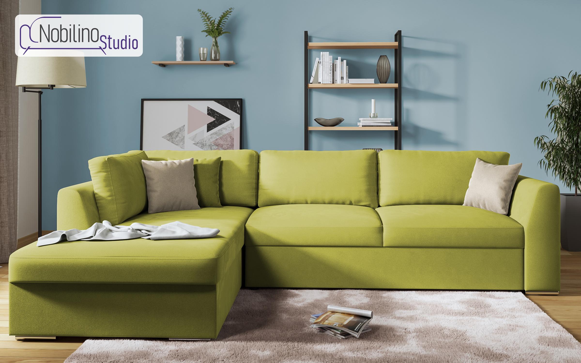 Extendable corner sofa Toscana, green + light brown  3