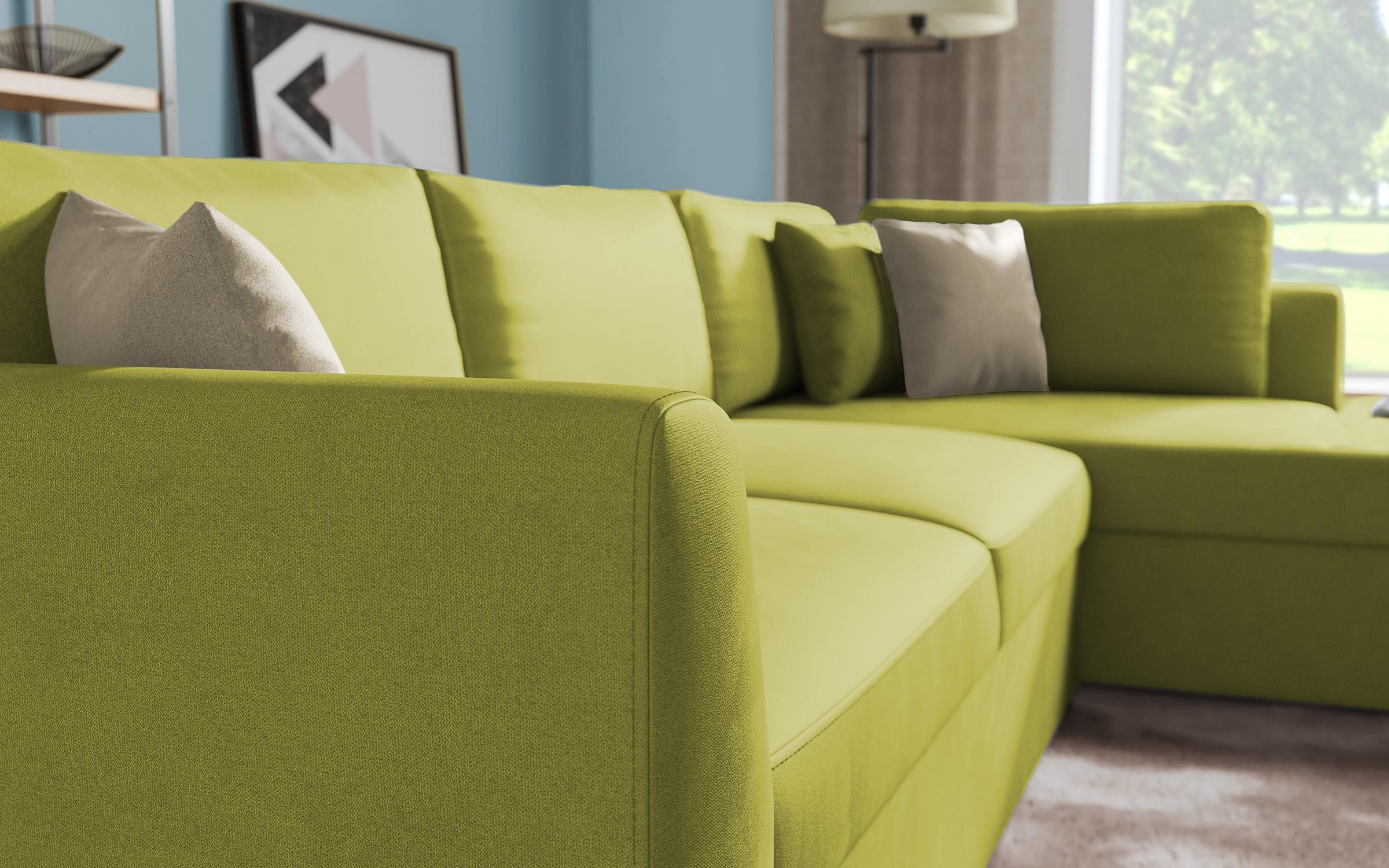 Extendable corner sofa Toscana, green + light brown  6