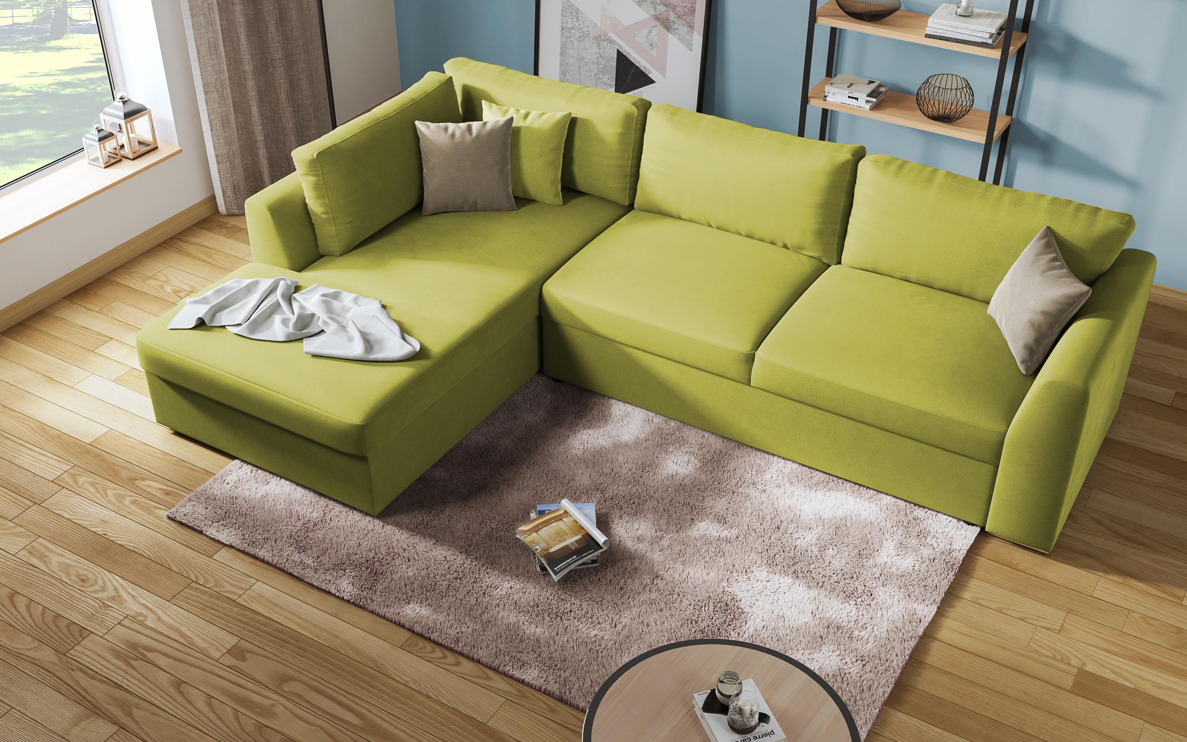 Extendable corner sofa Toscana, green + light brown  7