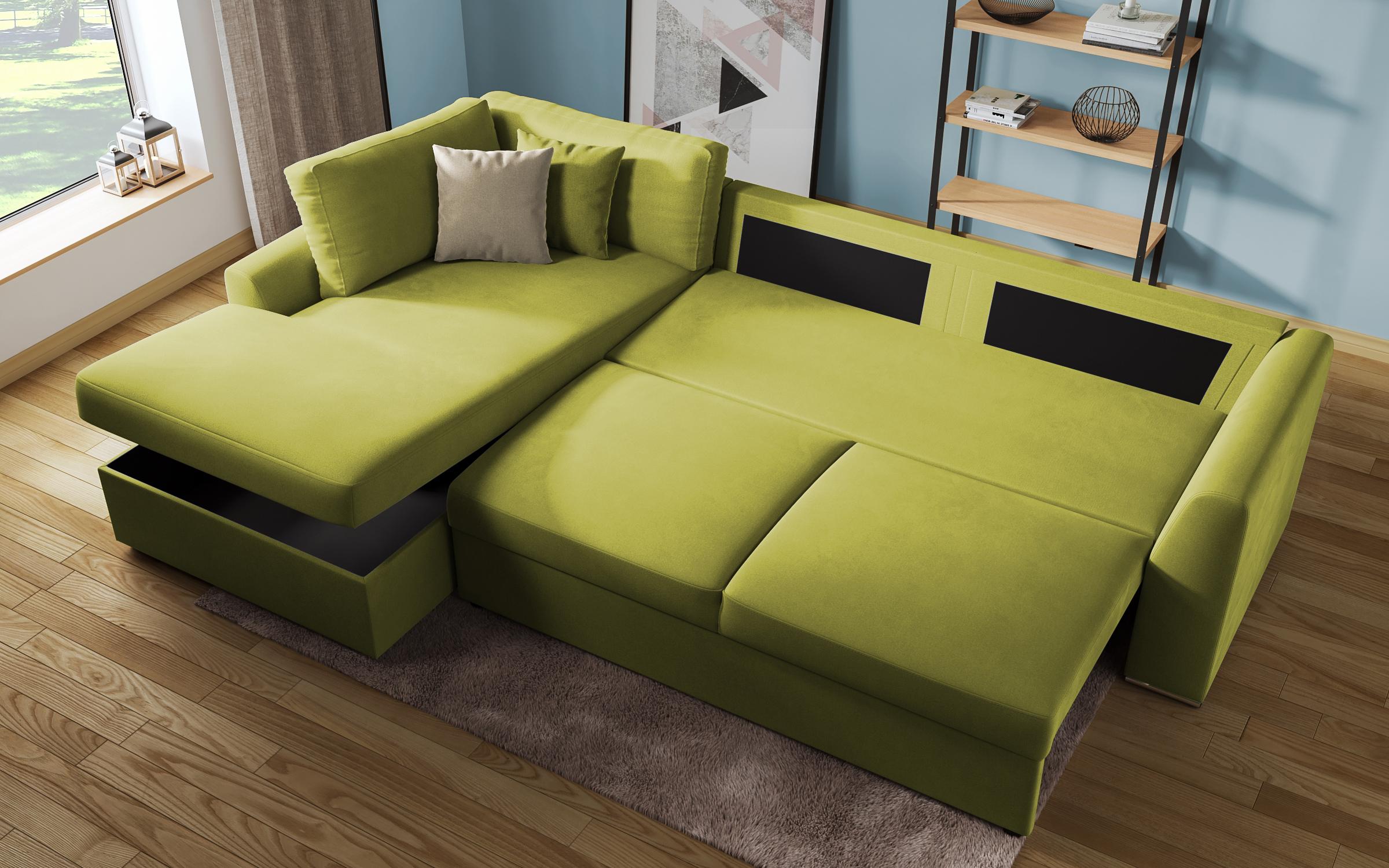 Extendable corner sofa Toscana, green + light brown  8