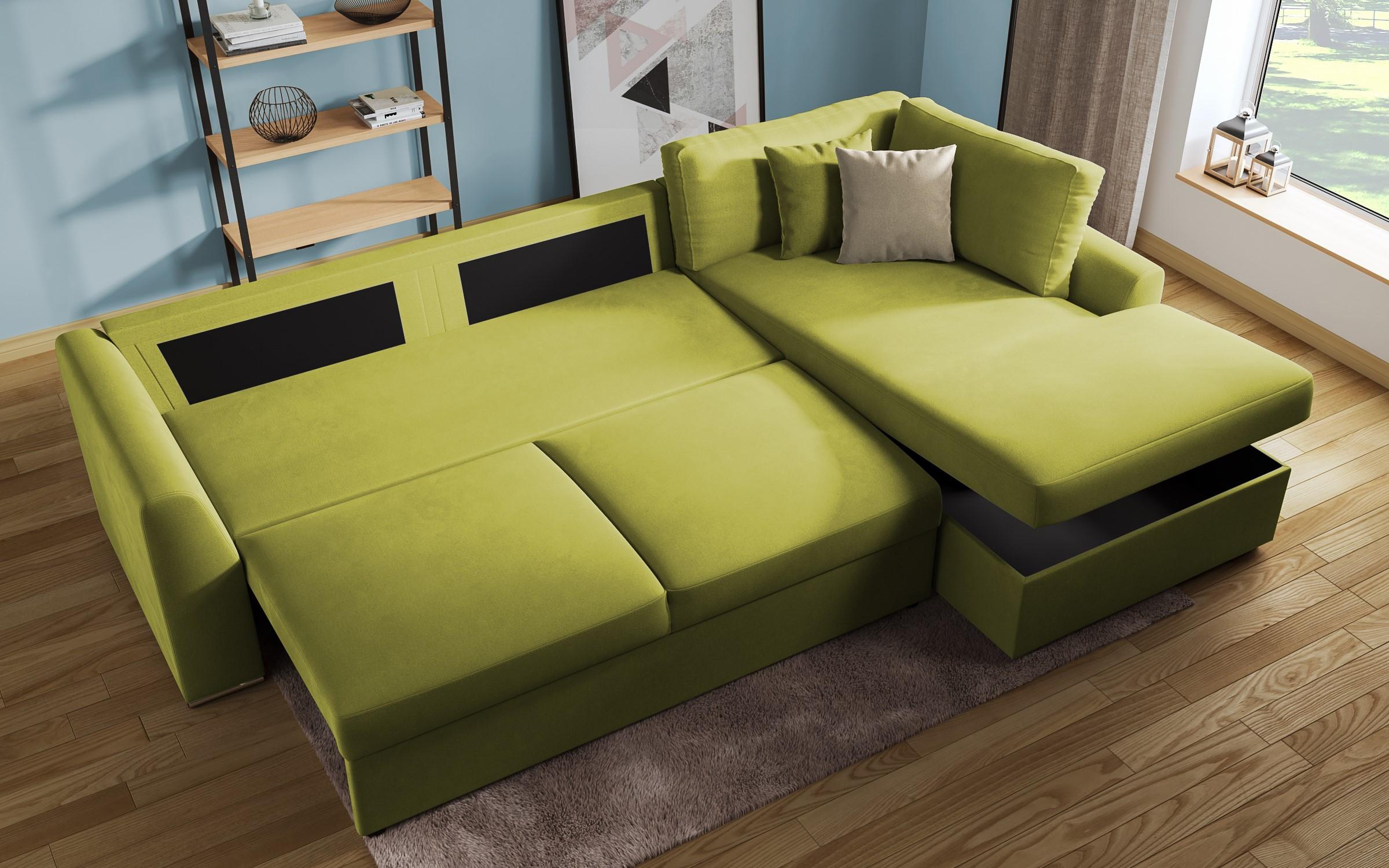 Extendable corner sofa Toscana, green + light brown  9