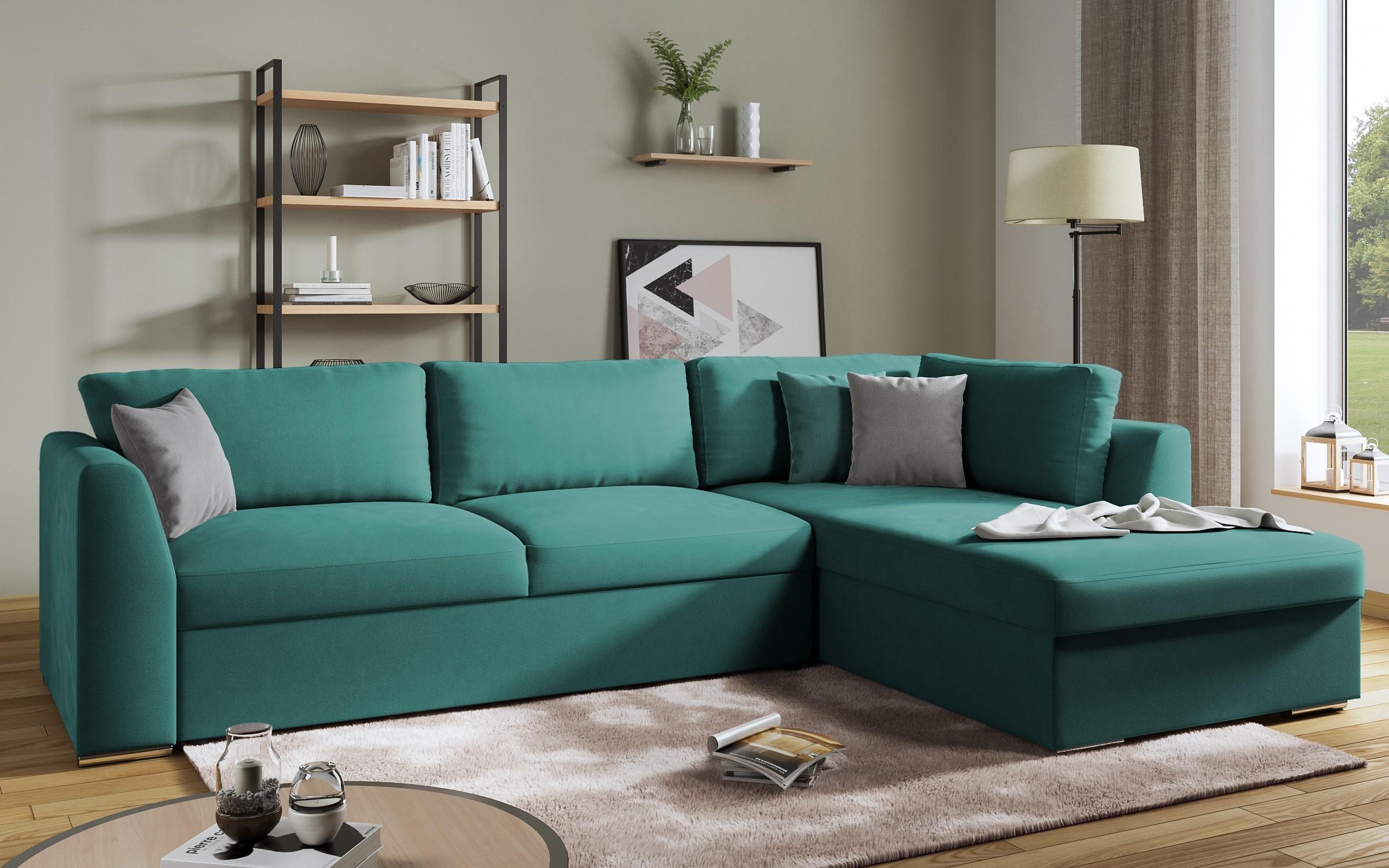 Extendable corner sofa Toscana, turquoise + light grey  5