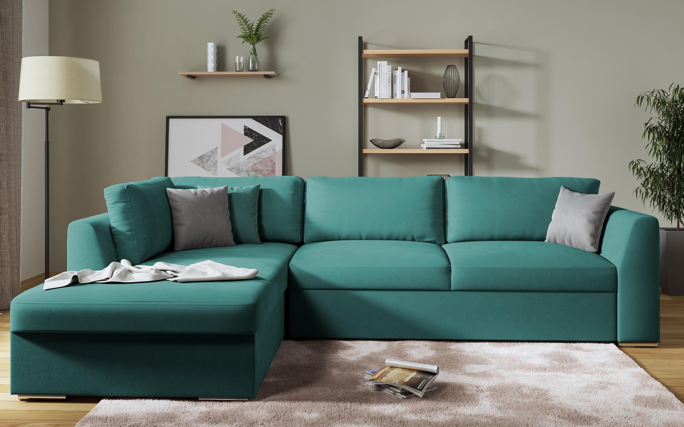 Extendable corner sofa Toscana, turquoise + light grey  4