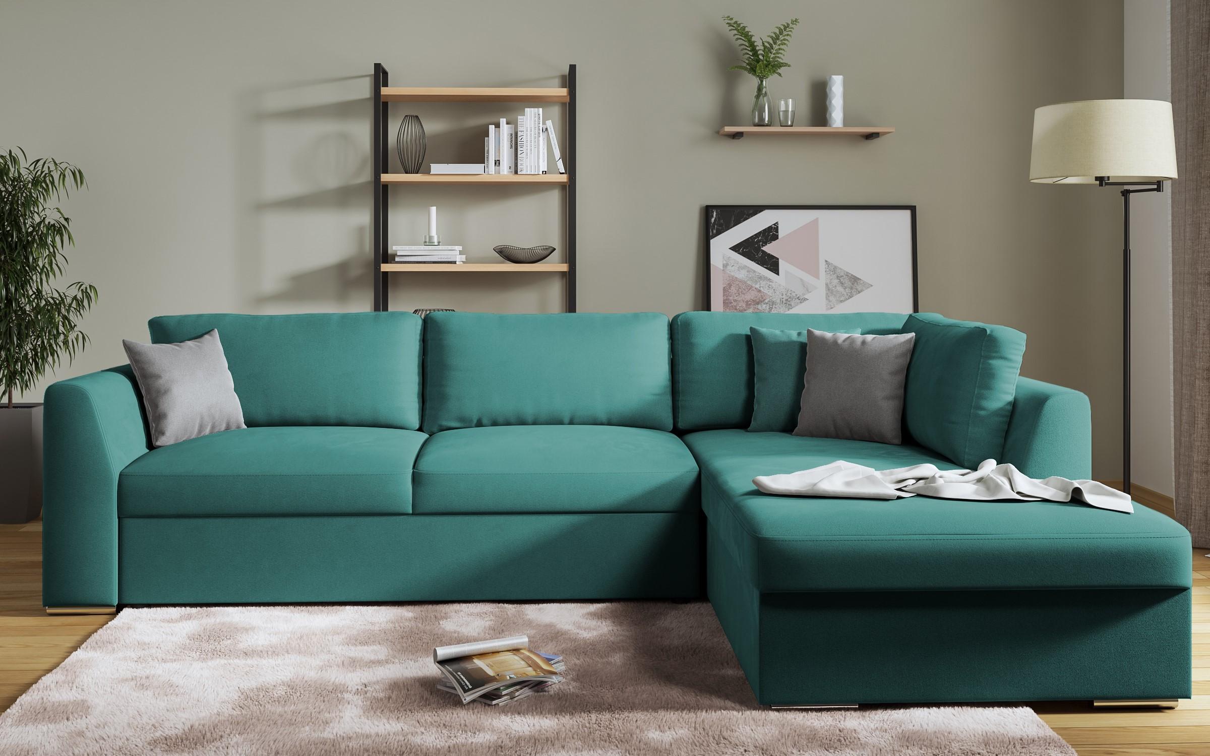 Extendable corner sofa Toscana, turquoise + light grey  4