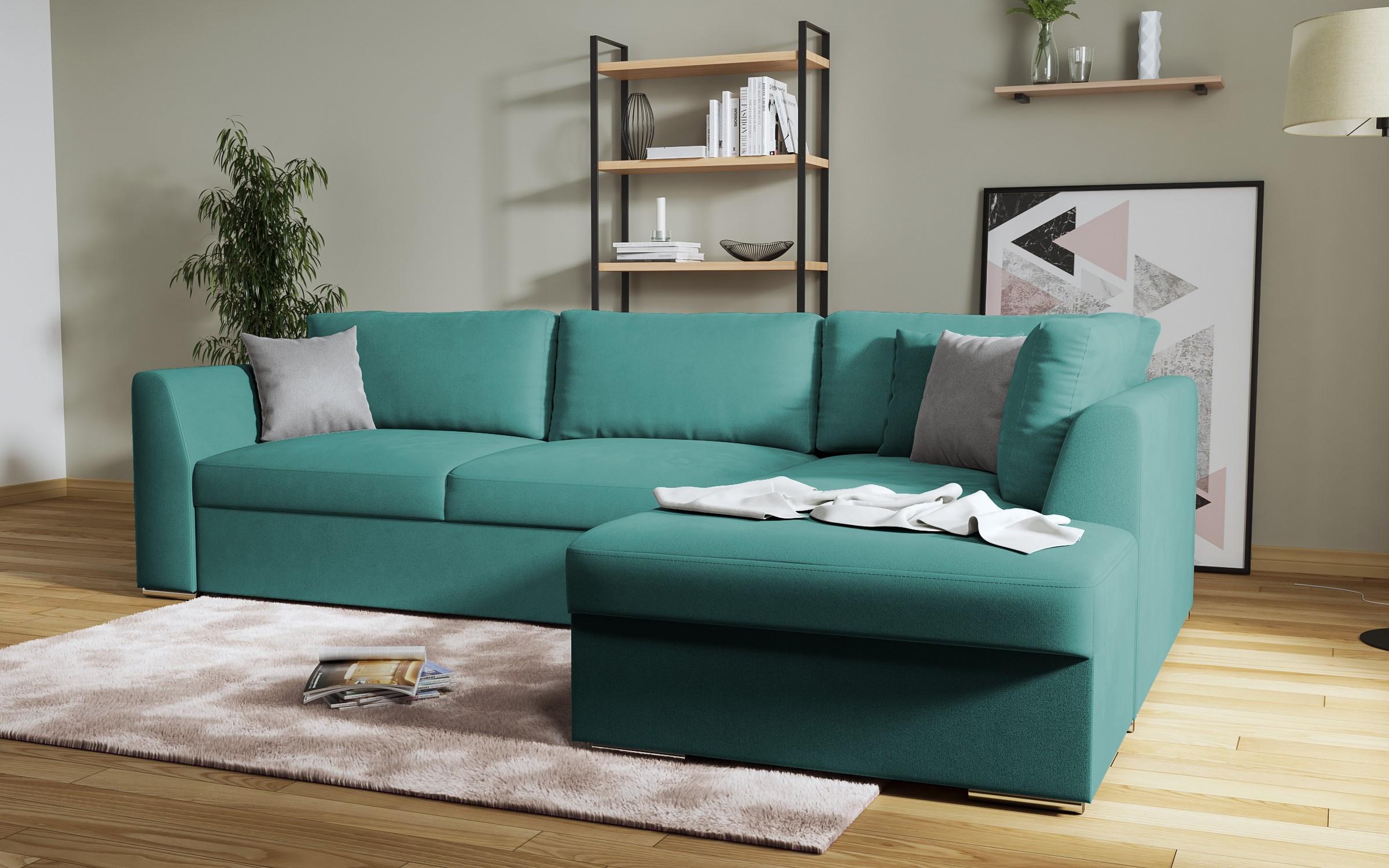 Extendable corner sofa Toscana, turquoise + light grey  6