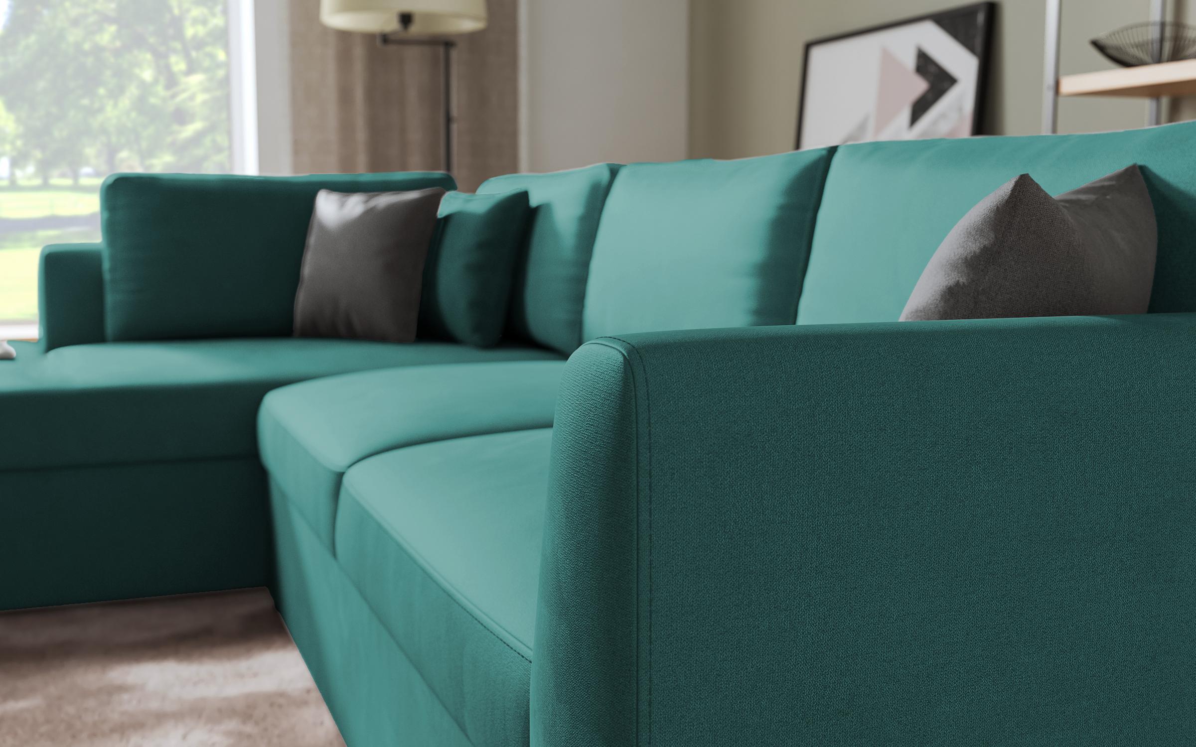 Extendable corner sofa Toscana, turquoise + light grey  7