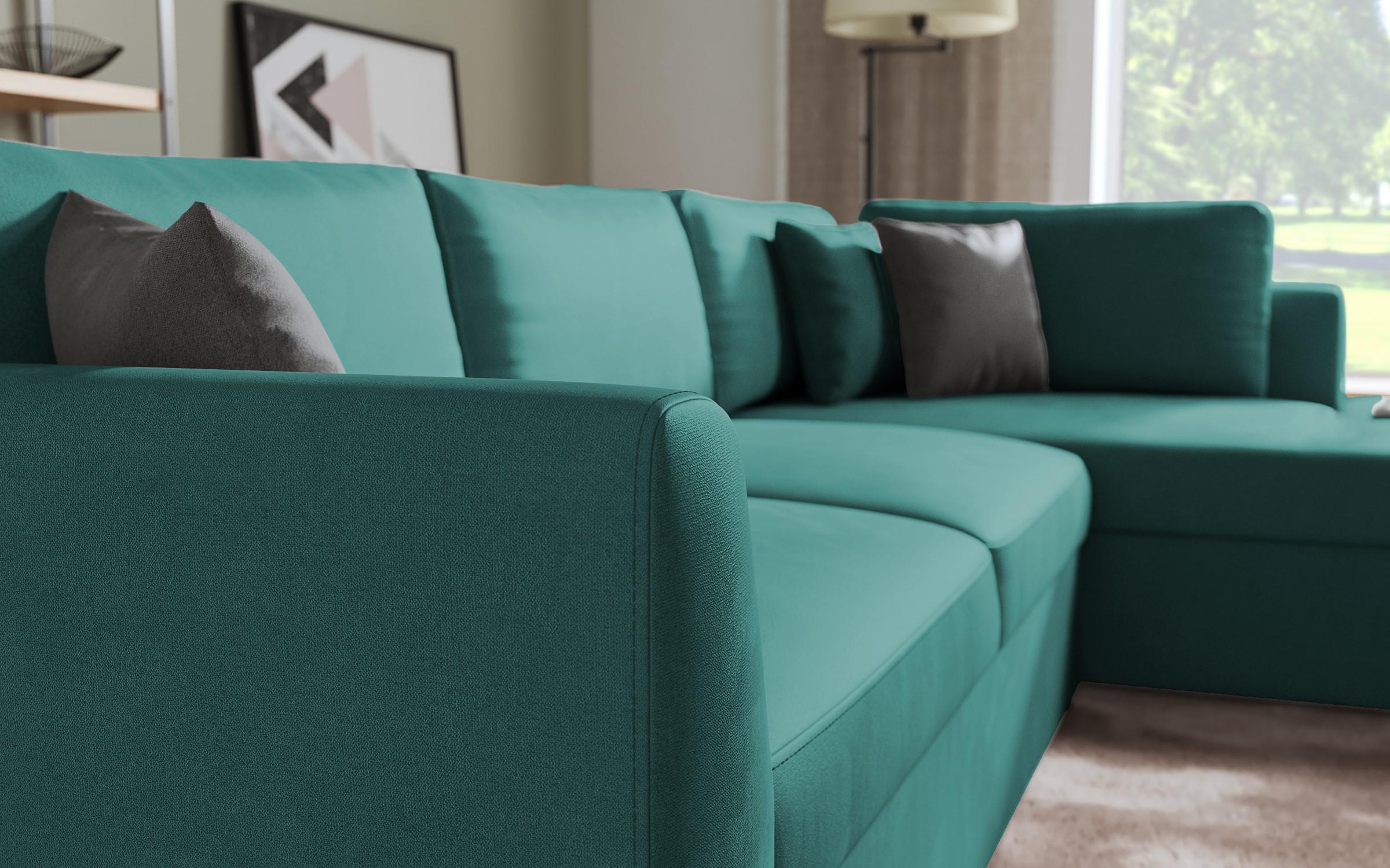 Extendable corner sofa Toscana, turquoise + light grey  7