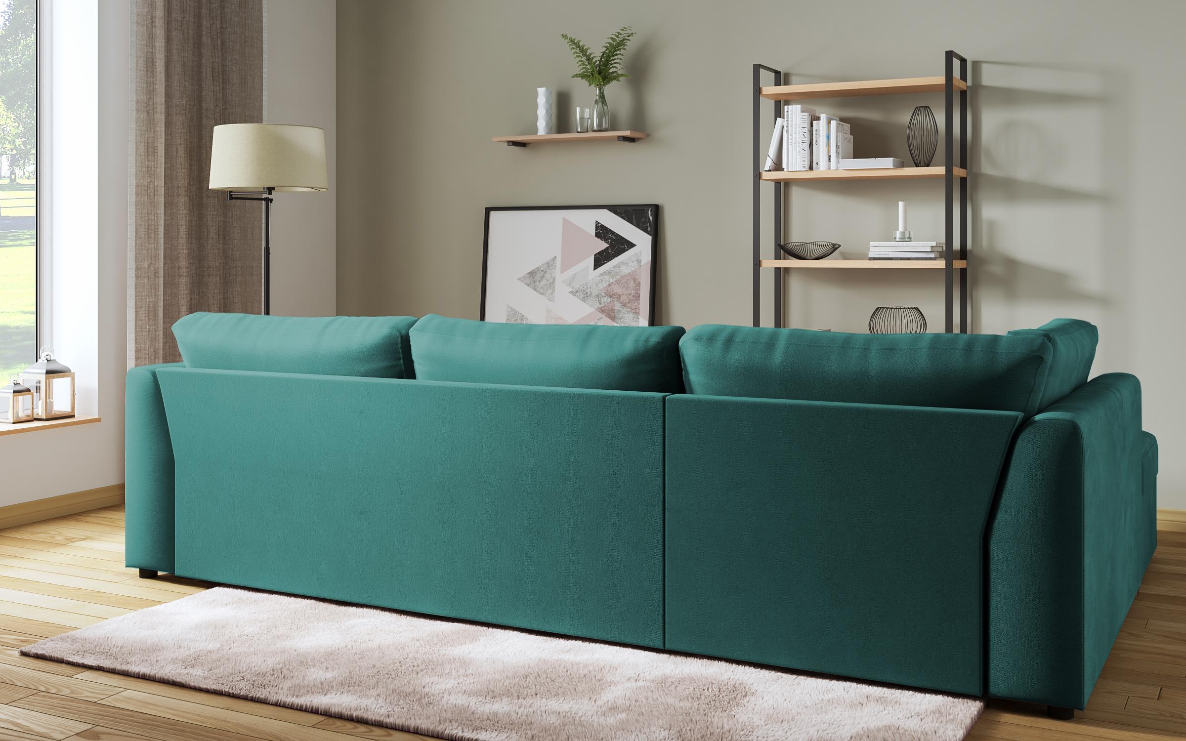 Extendable corner sofa Toscana, turquoise + light grey  9