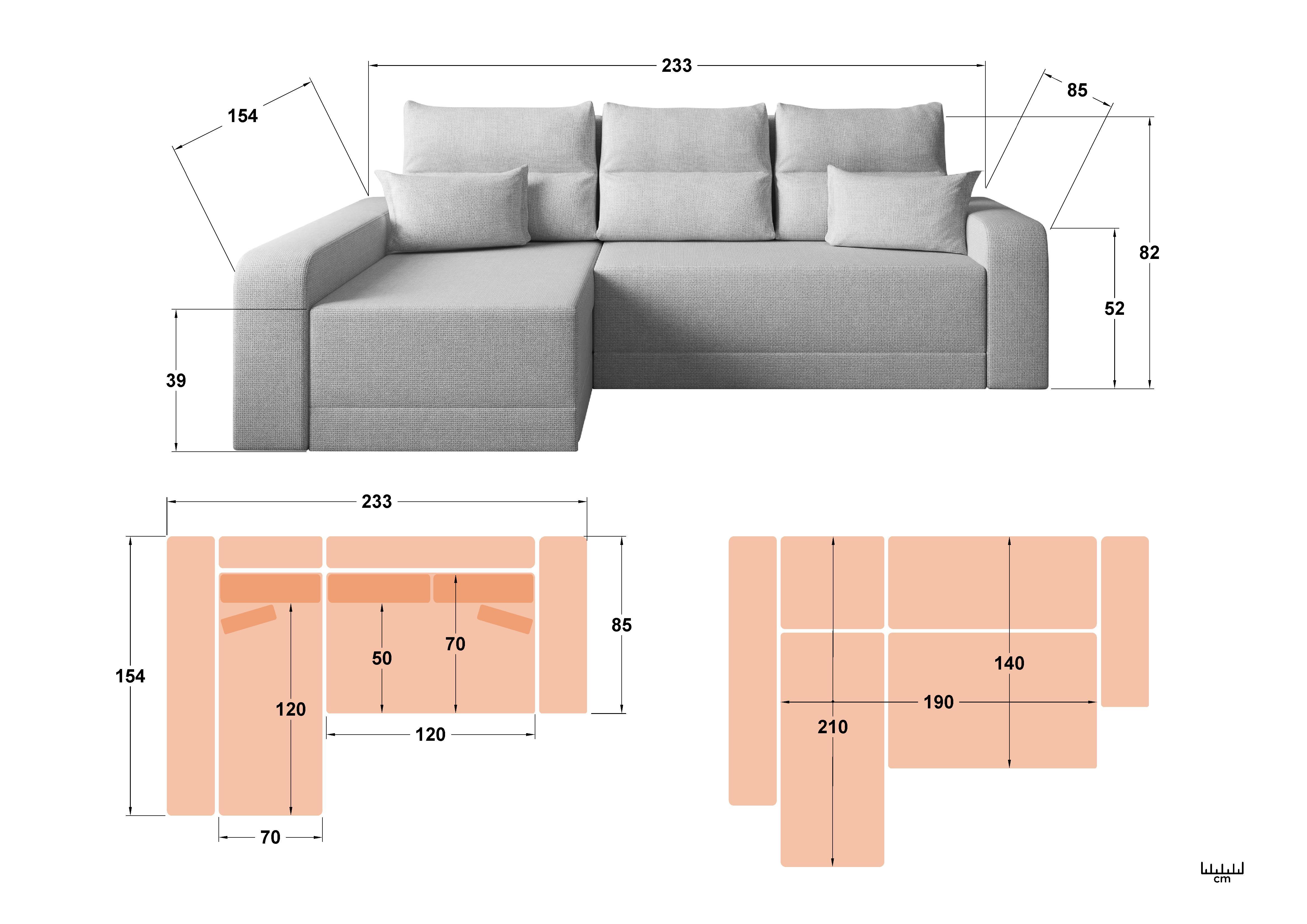 Extendable corner sofa Dizmo M, beige  2
