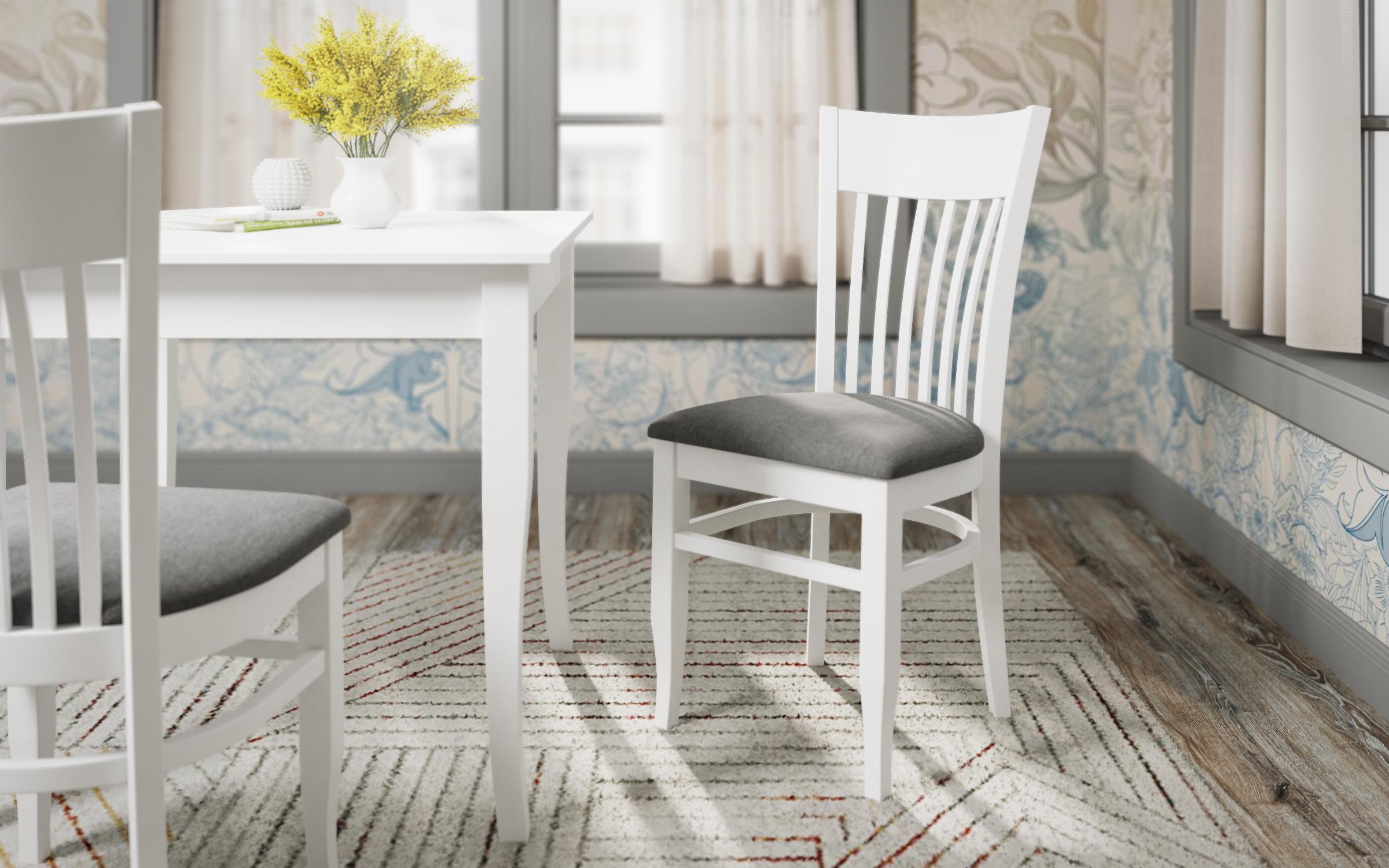Sample Dining chair, white with grey seat  1