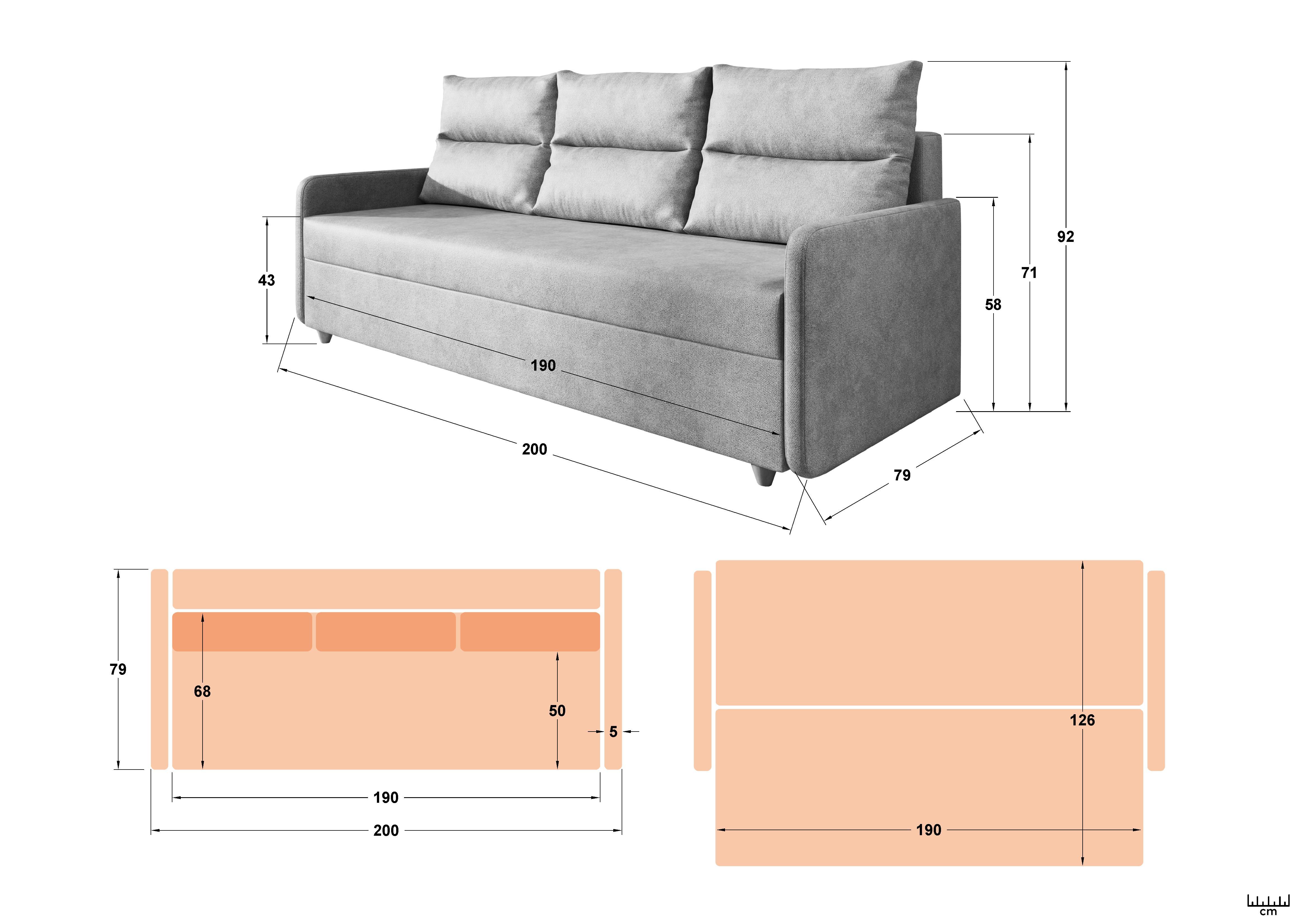 Extendable sofa Dorin, light beige  2