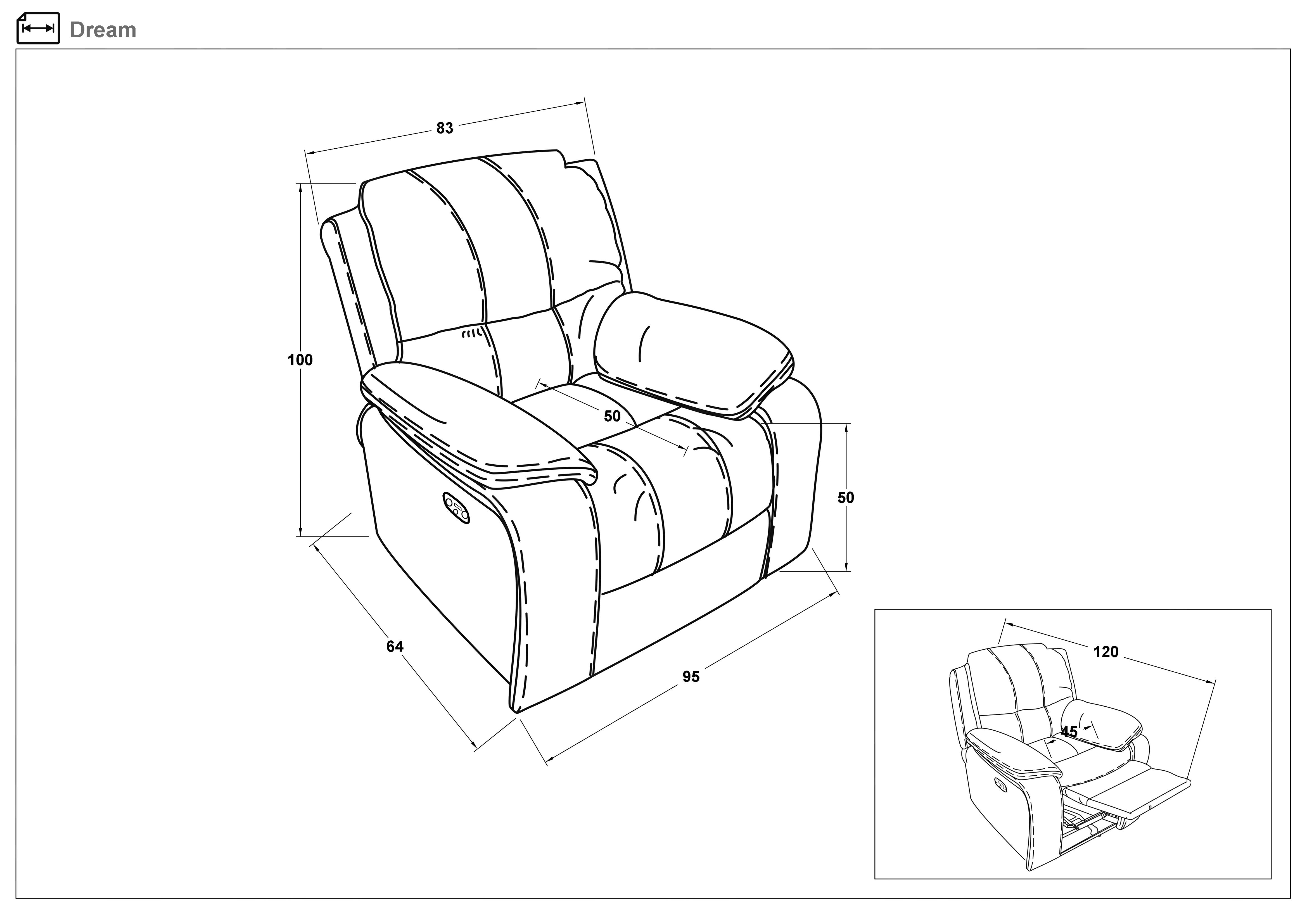 Armchair recliner /with manual mechanism/ Adesto, grey  2