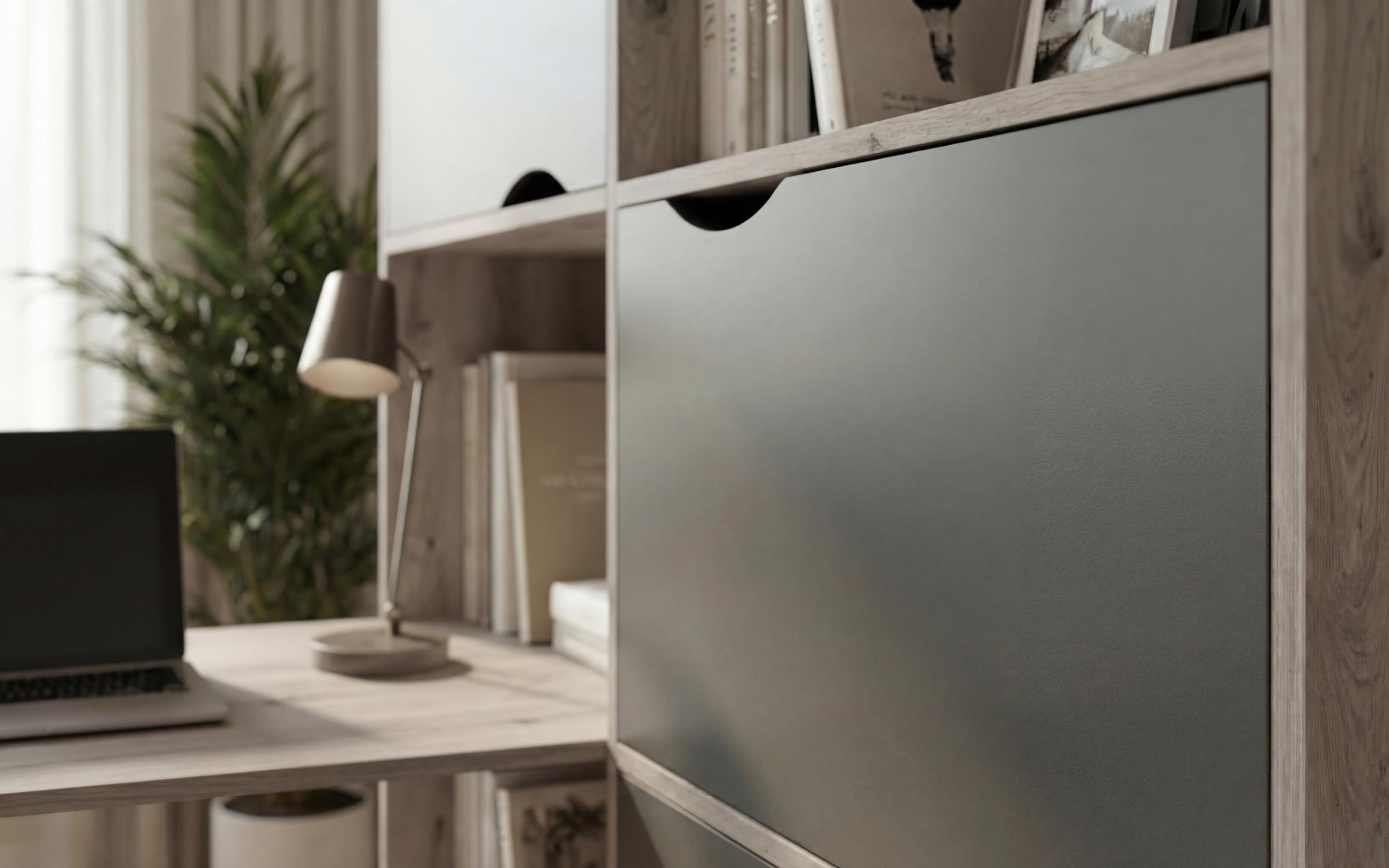 Desk with shelf unit Elix, light Scandinavian oak + anthracite matt  5