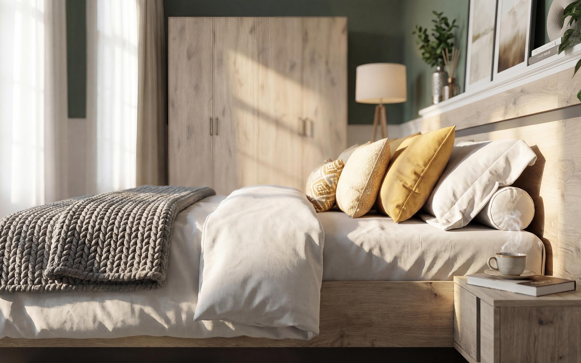 Bedroom furniture set for mattress 160/200 Etna, light Scandinavian oak + anthracite matt  5