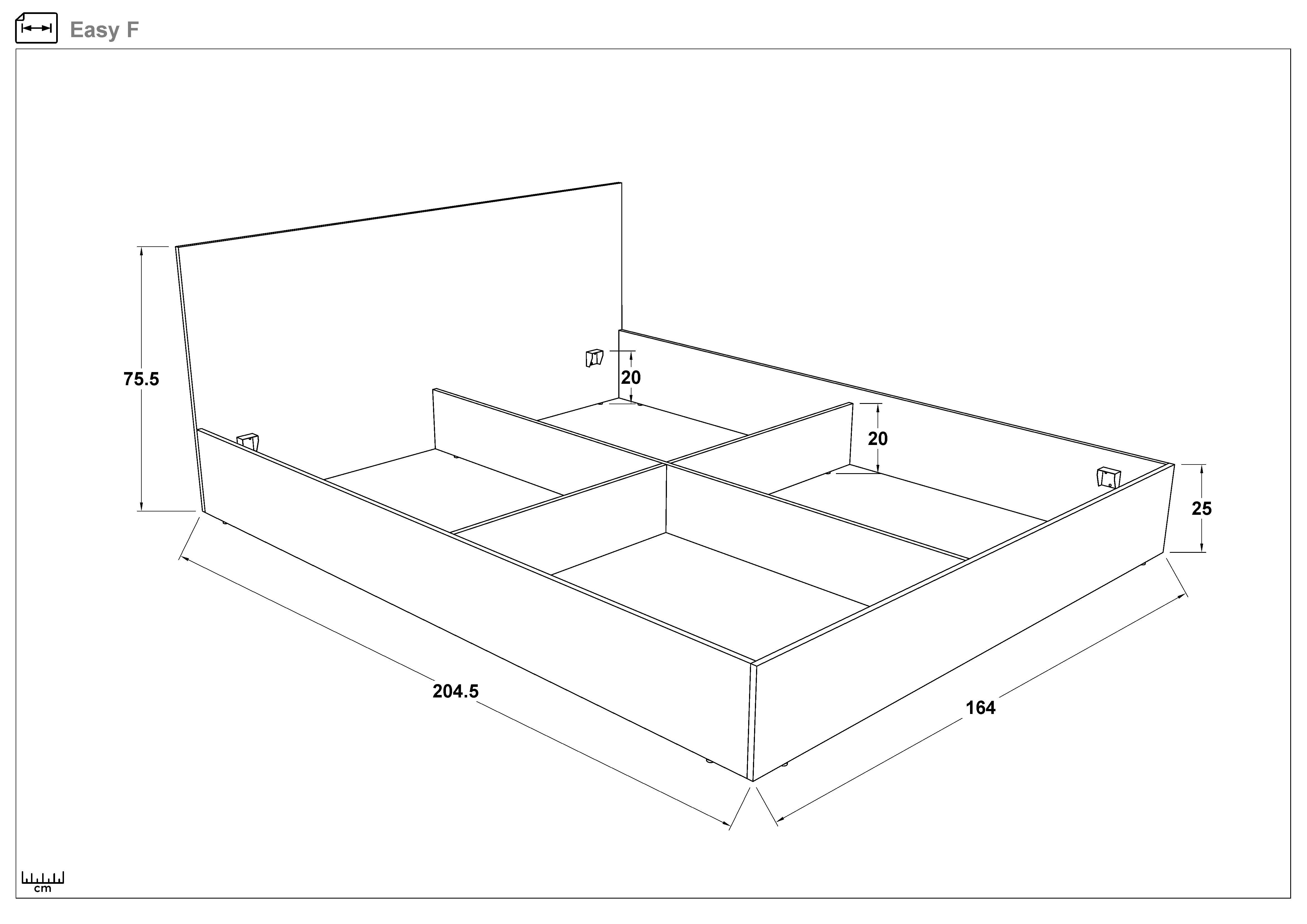 Double bed for mattress 160/200 Easy, white  2