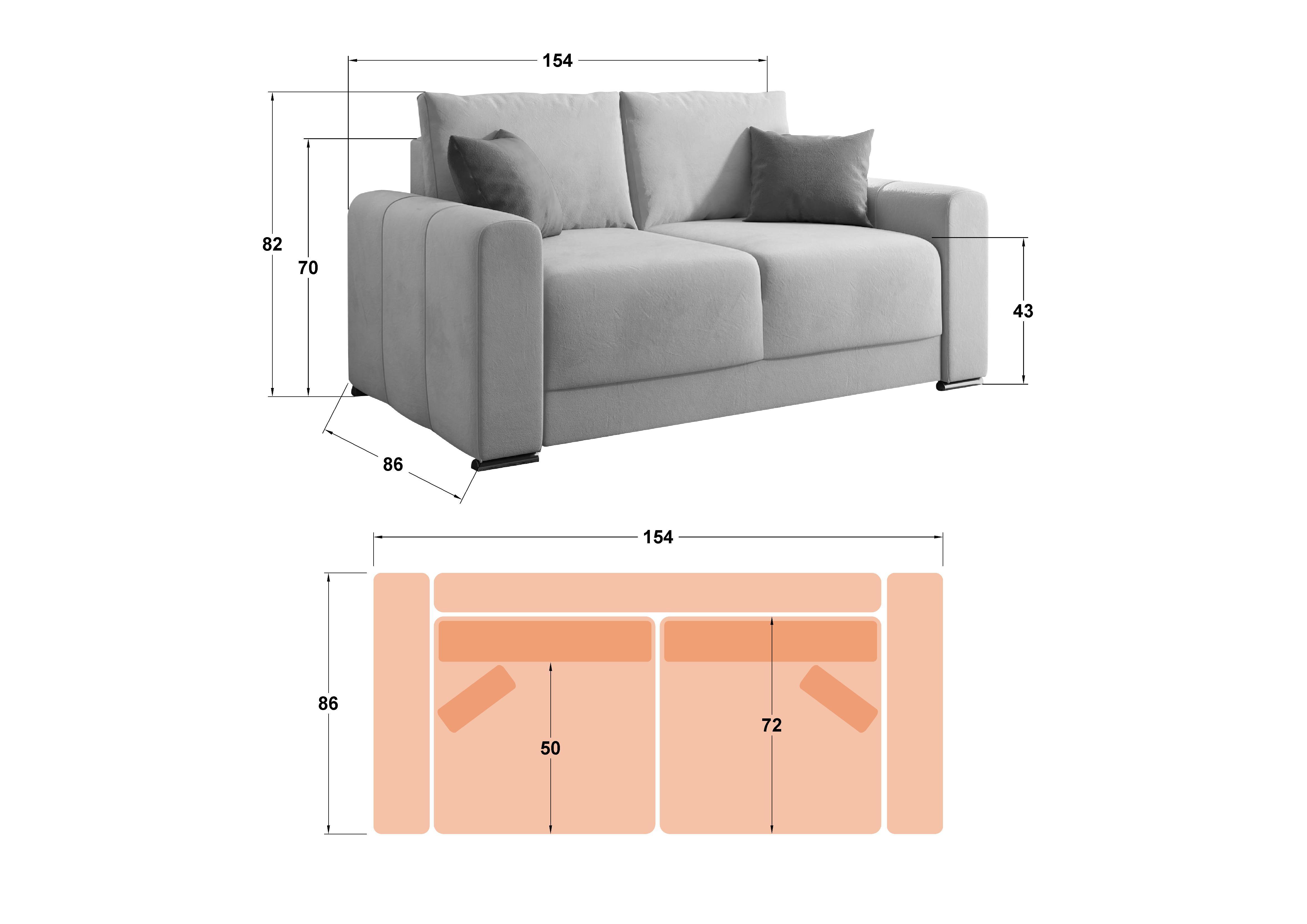 Two-seater sofa Ego, beige + pink  2
