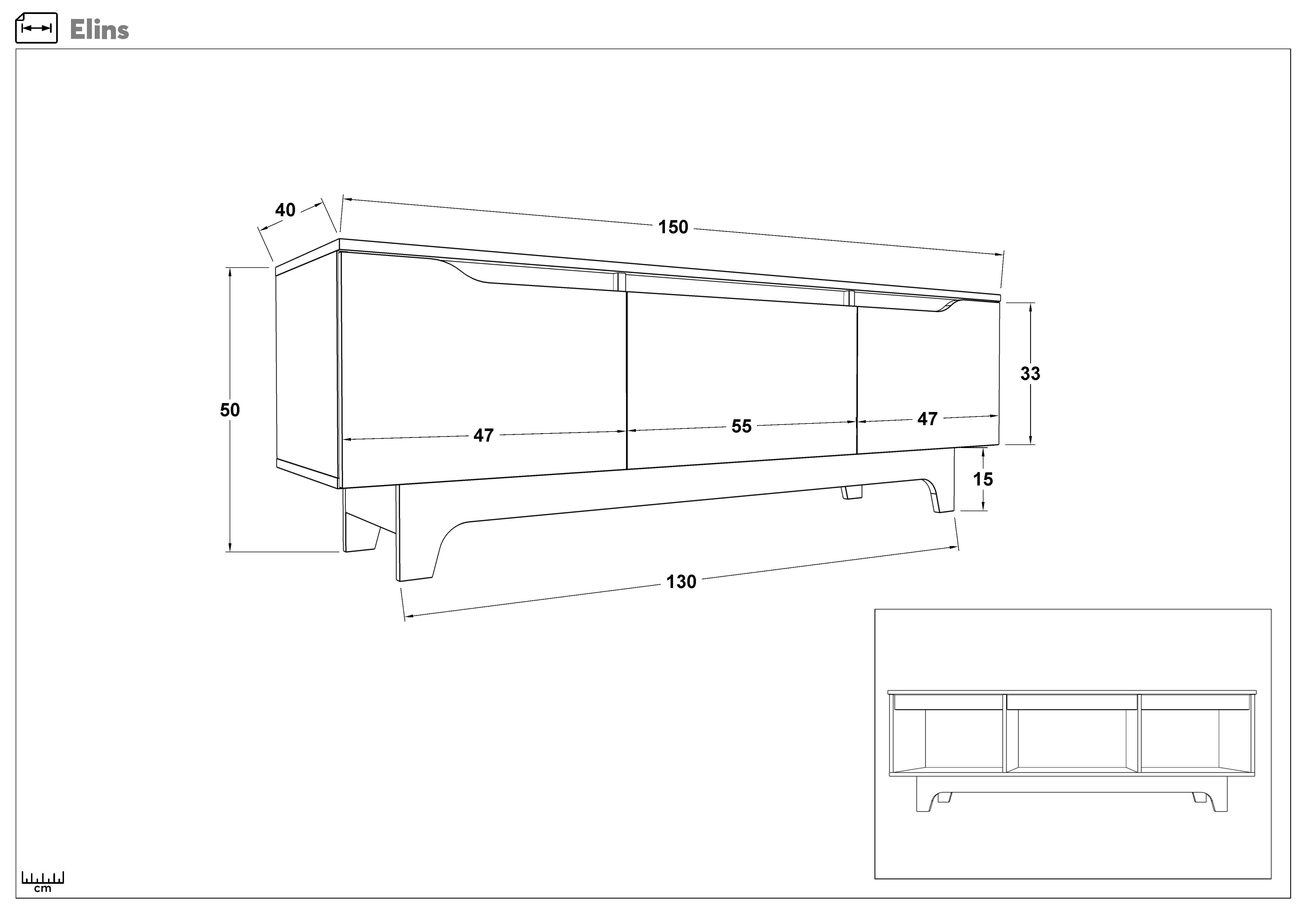 TV cabinet Elins, anthracite + light Scandinavian oak  2