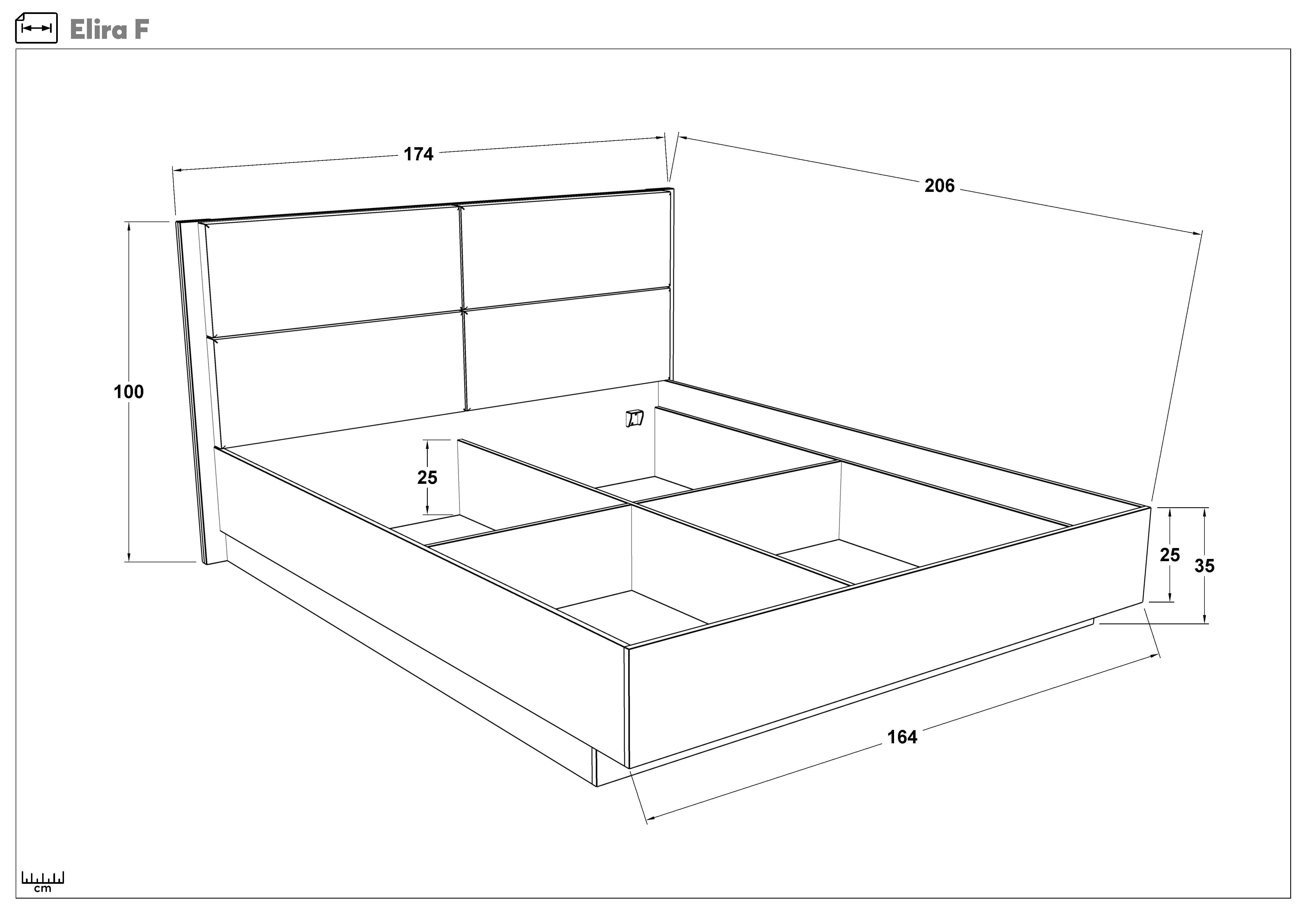 Bedroom furniture set for mattress 160/200 + LED Elira, dark Scandinavian oak + anthracite matt  2