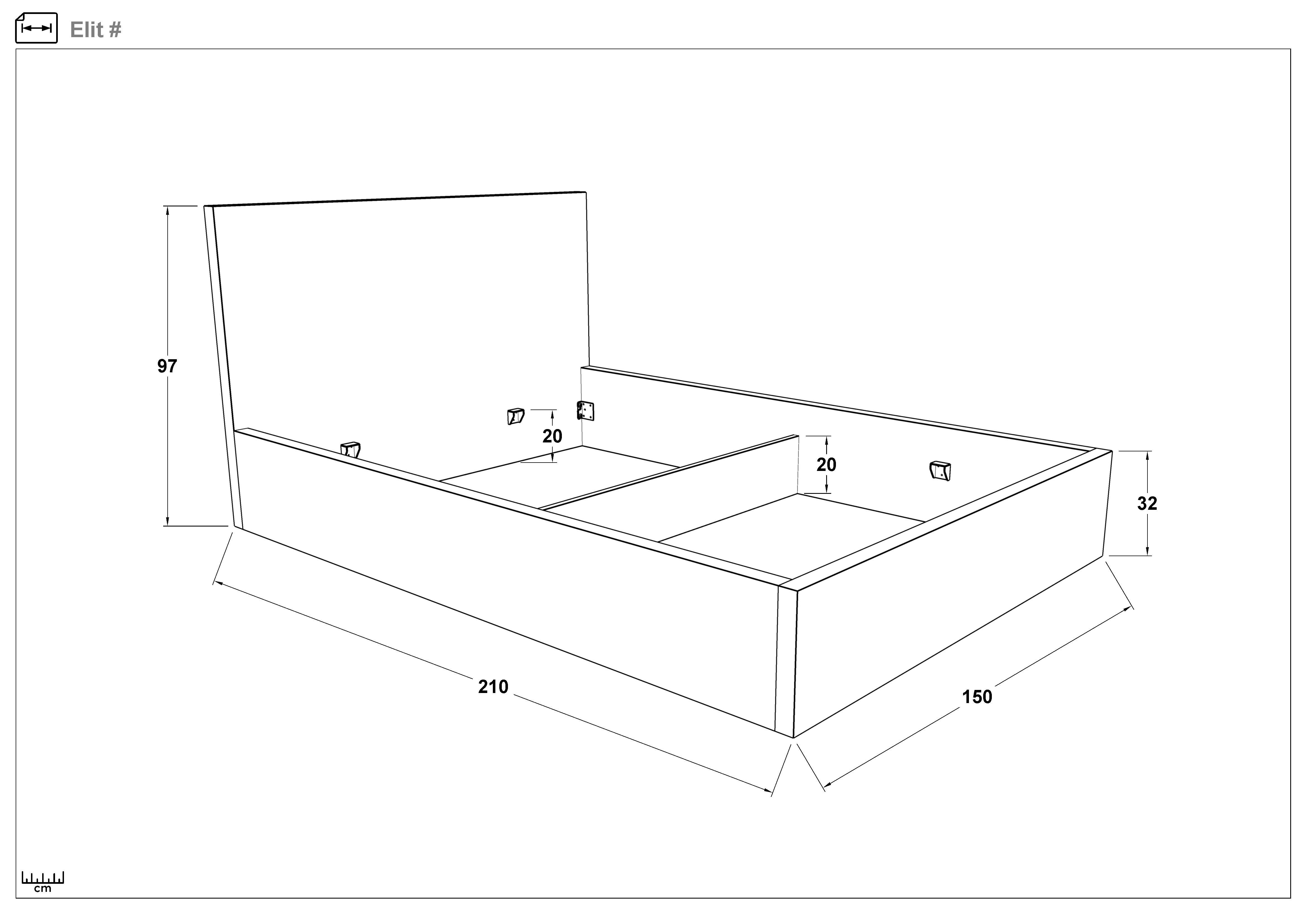 Upholstered double bed for mattress 140/200 Elite, mustard  2