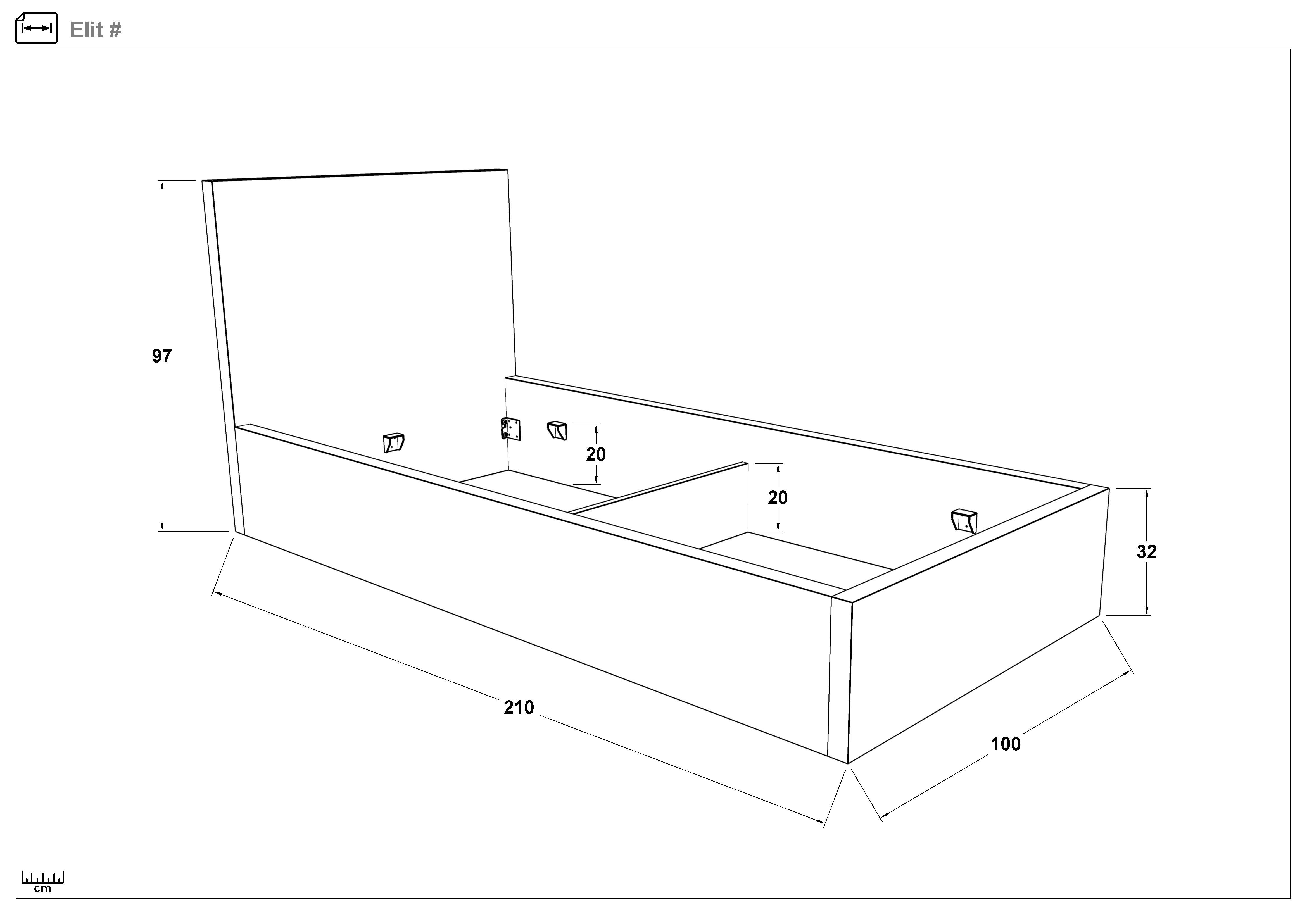 Bed for mattress 90/200 Elite, light grey  2