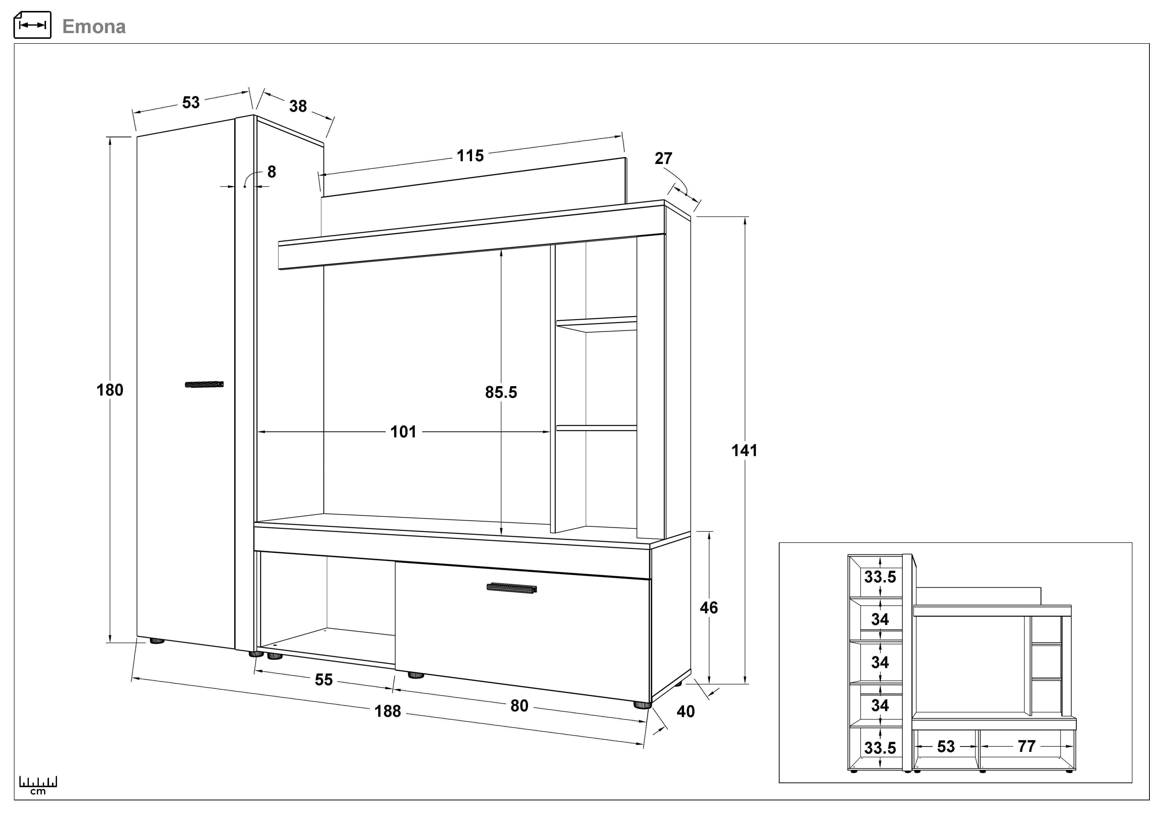 Shelf unit Emona, Wenge + Sonoma oak  2