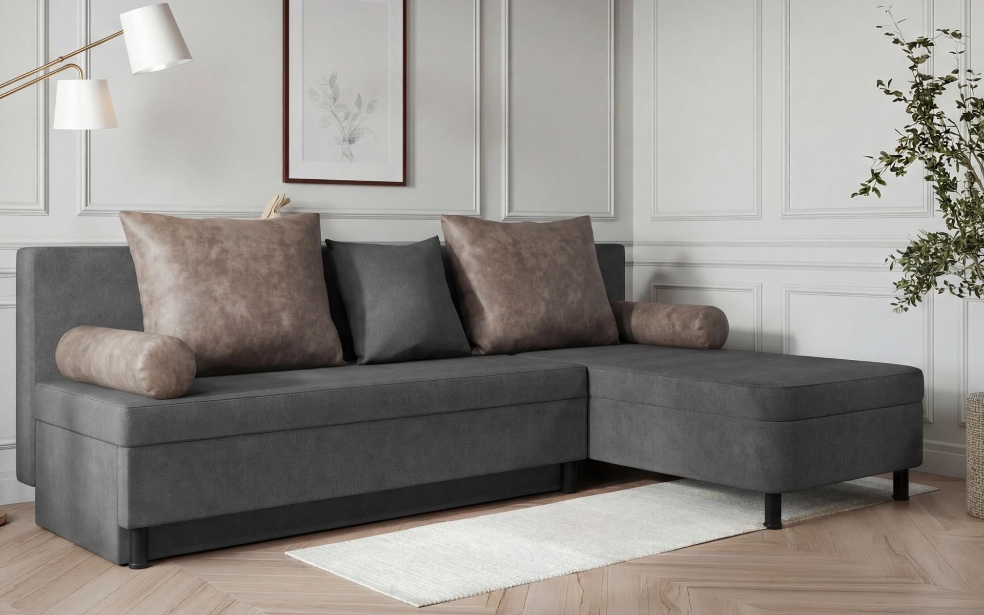 Extendable corner sofa Delano Prime, grey + brown  4