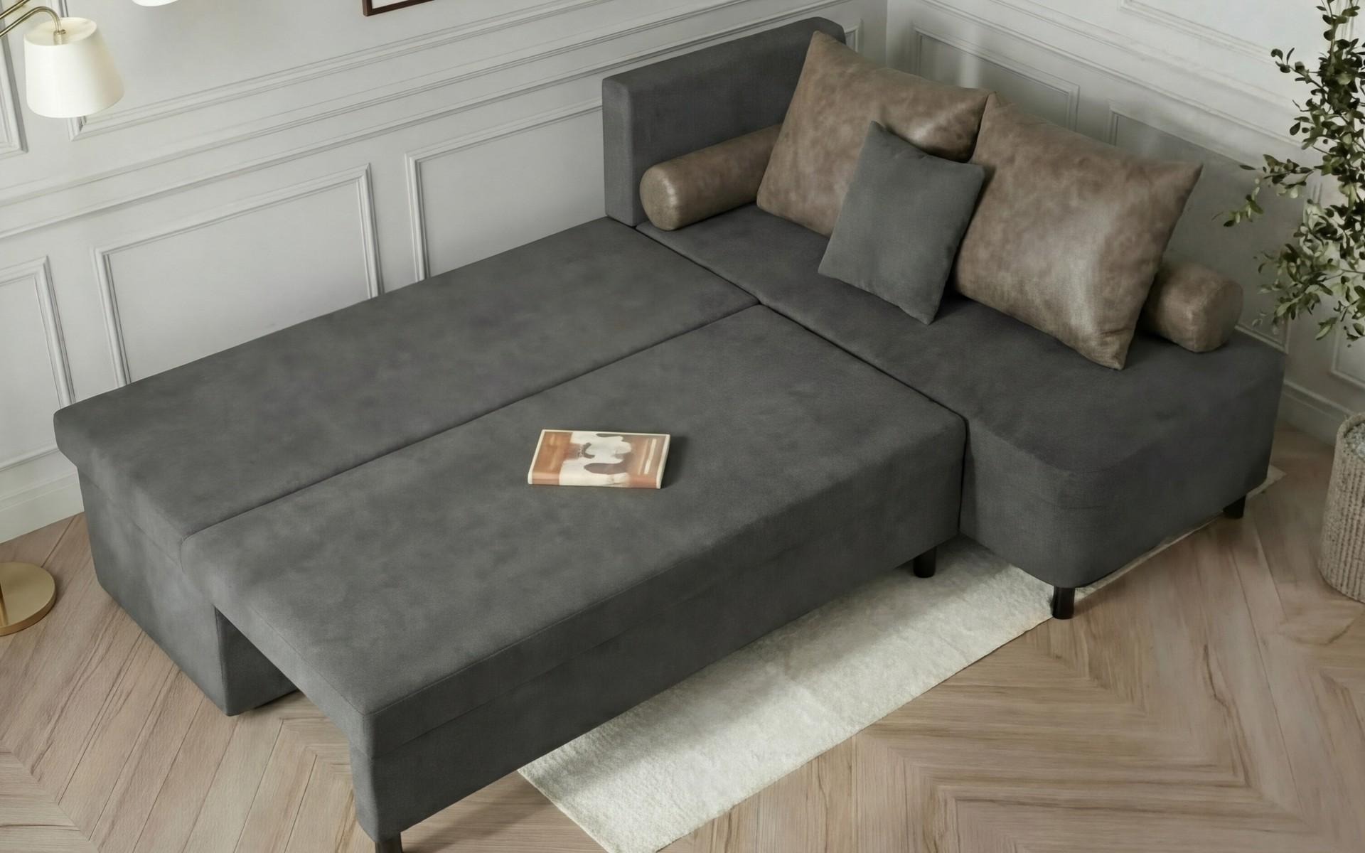 Extendable corner sofa Delano Prime, grey + brown  6