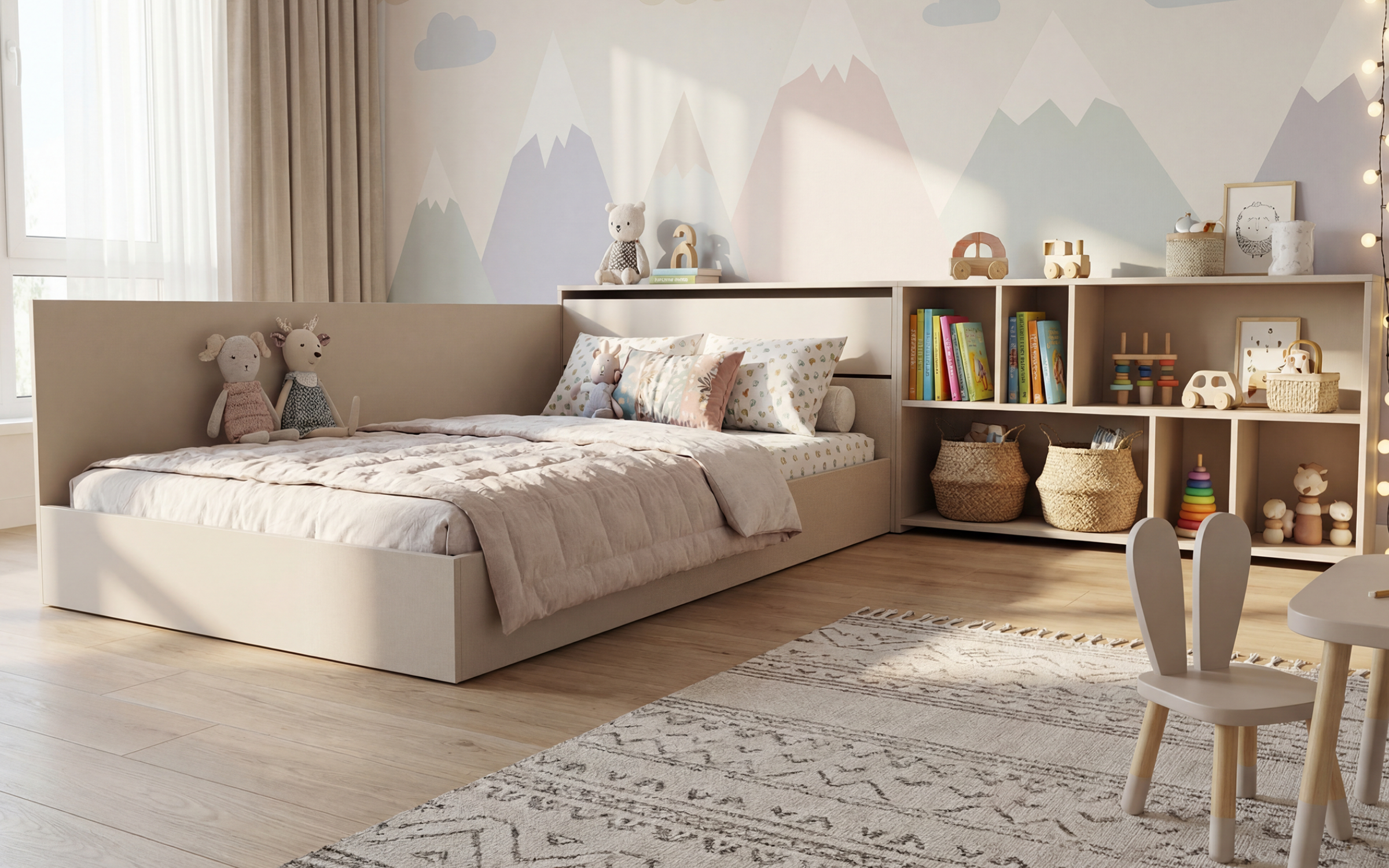 Bed + storage chest for mattress 120/190 Este, cashmere  4