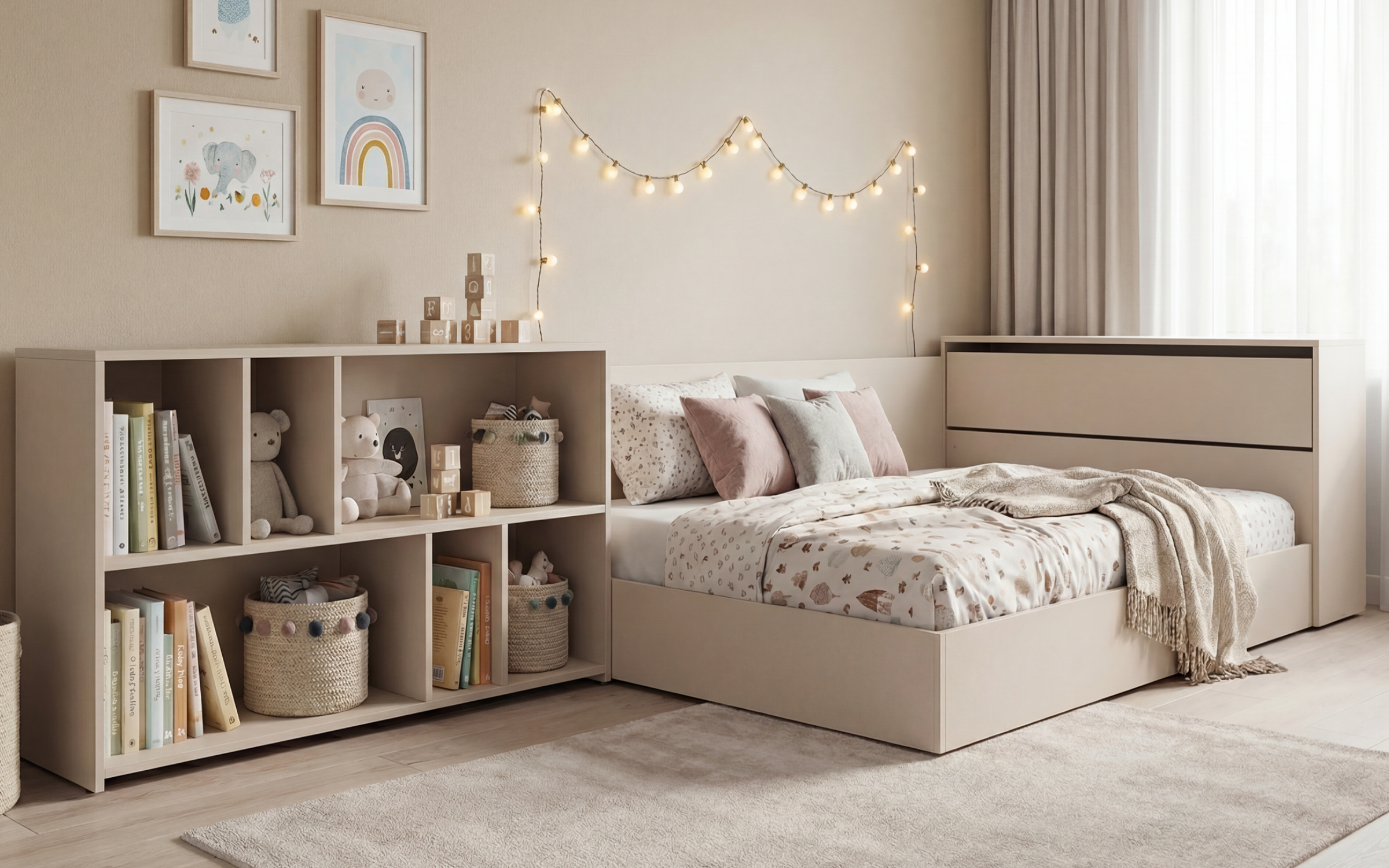 Bed + storage chest for mattress 120/190 Este, cashmere  3