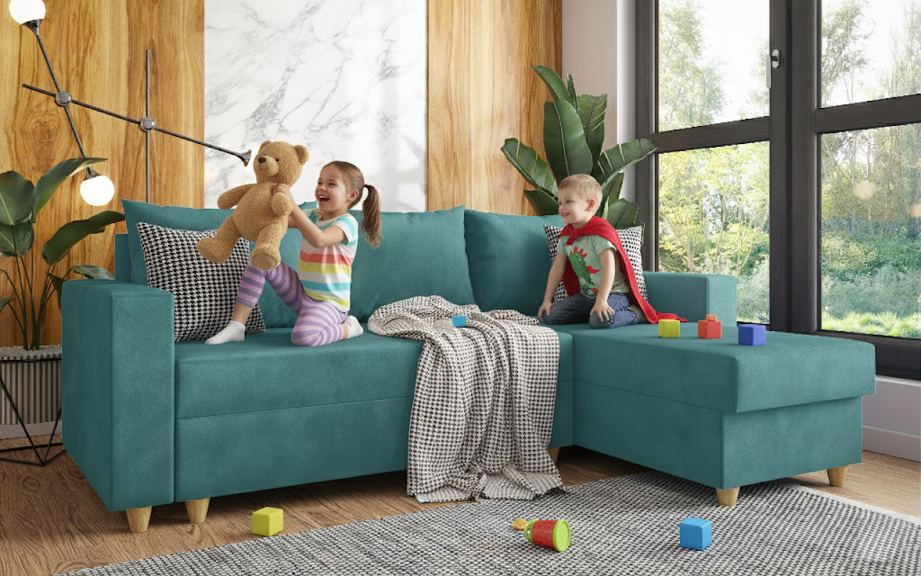 Extendable corner sofa Fabiola, turquoise  3