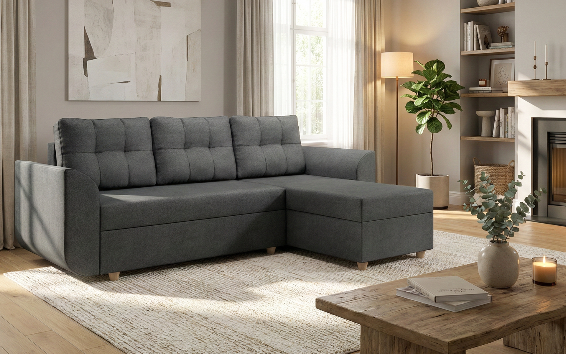 Extendable corner sofa Felino, dark grey  3