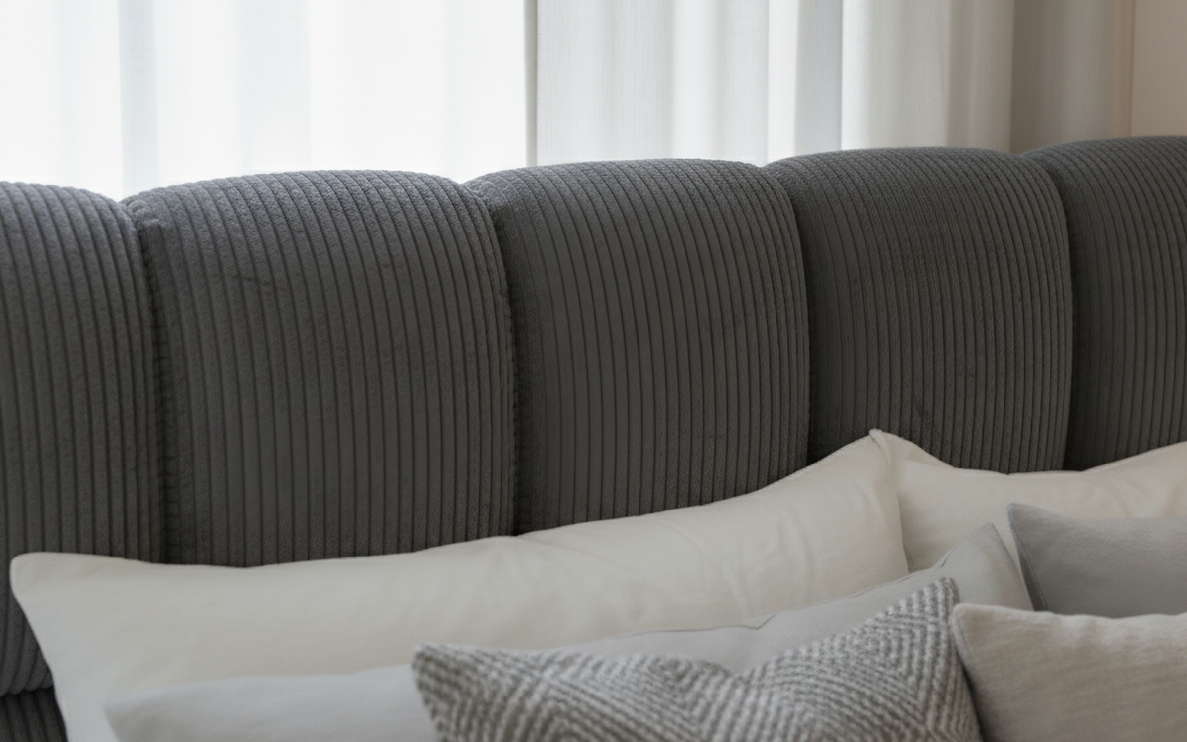 Upholstered double bed for mattress 160/200 Fiorela Deluxe, grey  4