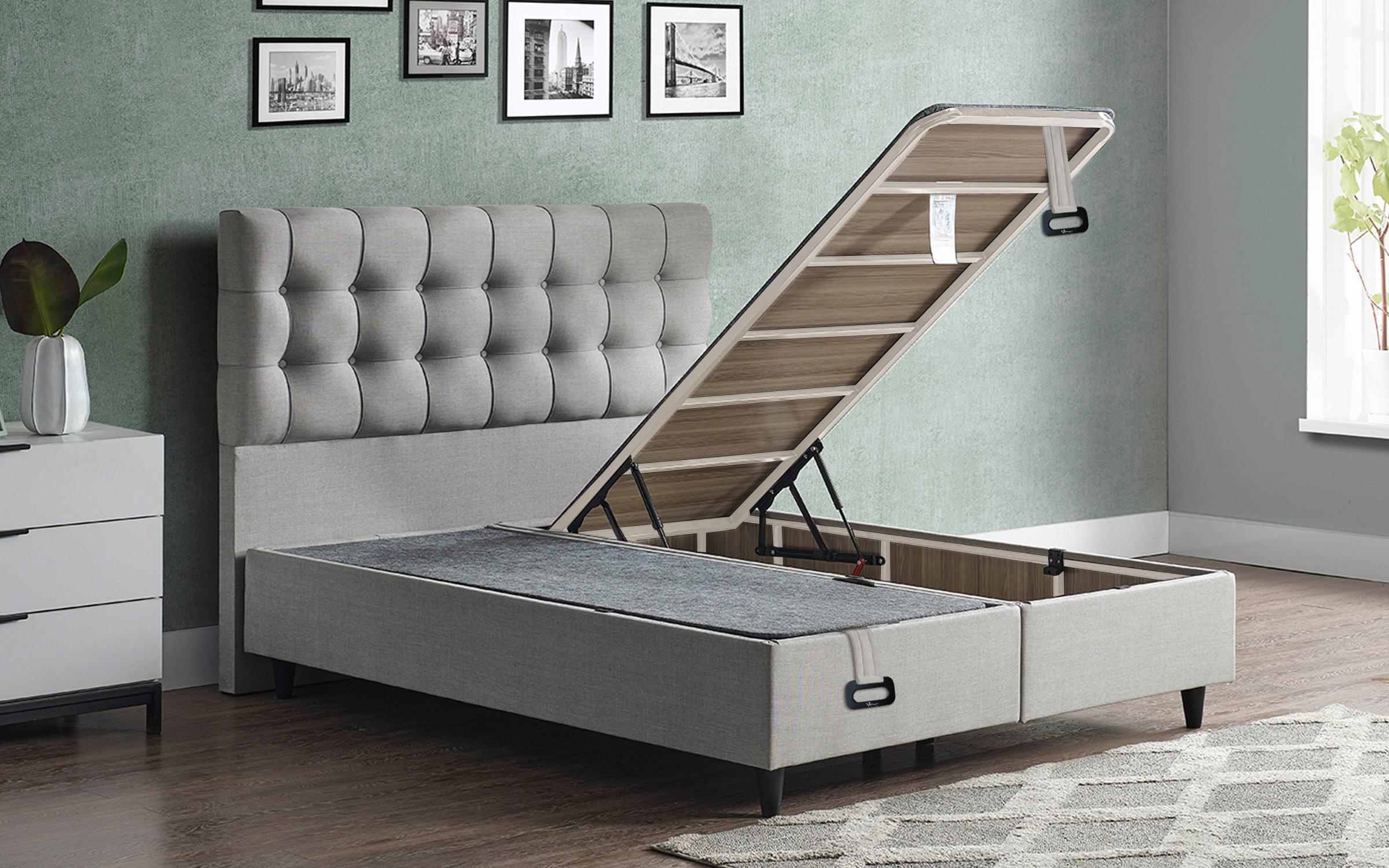 Double bed Box Spring 160/200 Florence + mattress, grey  4