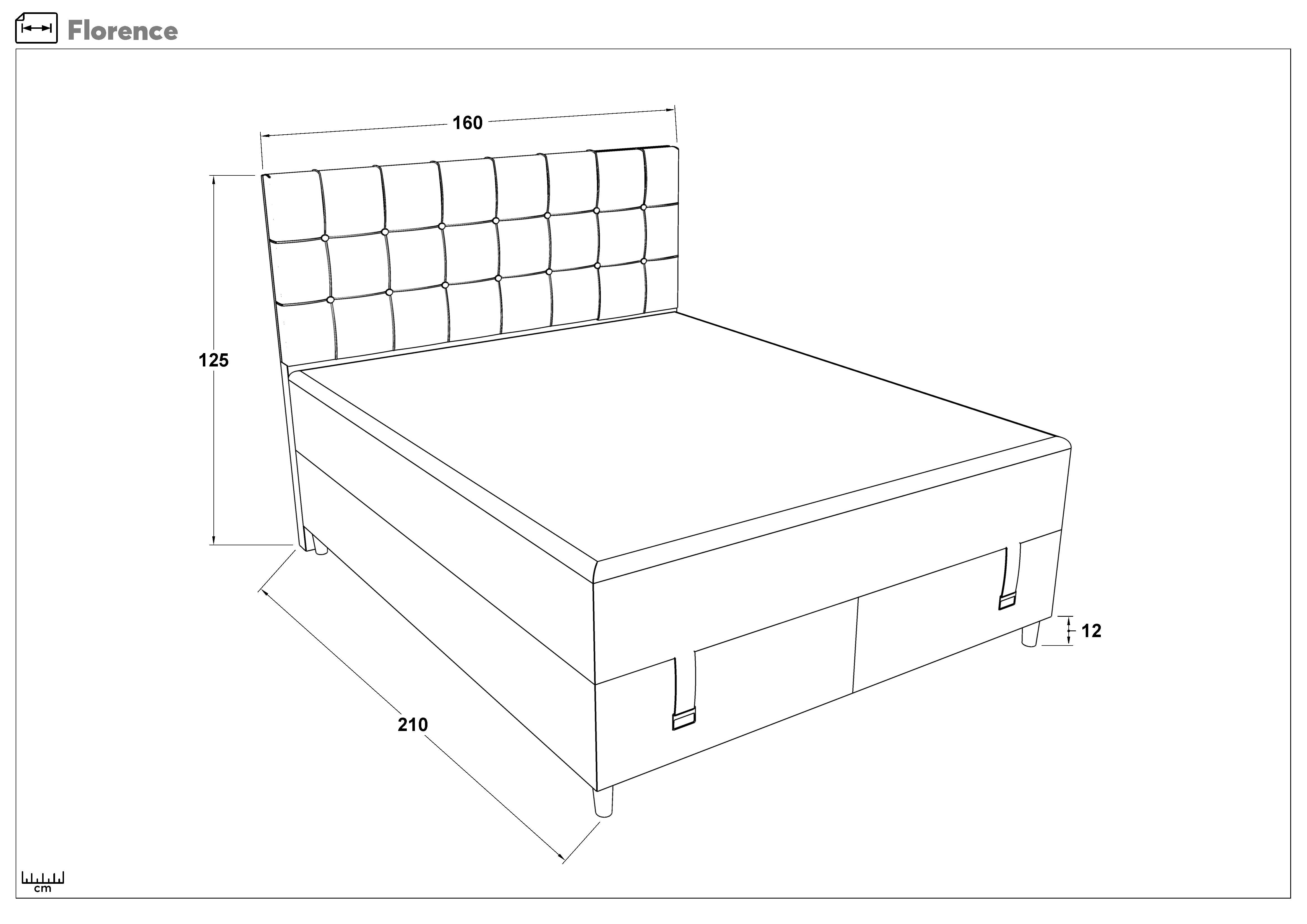 Double bed Box Spring 160/200 Florence + mattress, grey  2