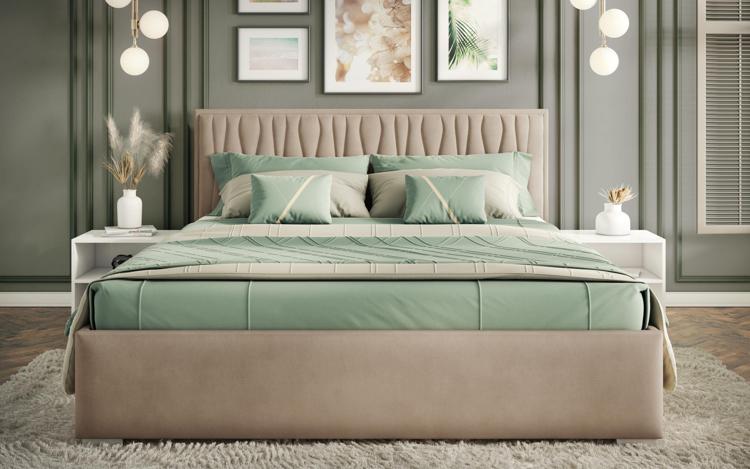 Upholstered double bed for mattress 160/200 Forino, dark beige  3