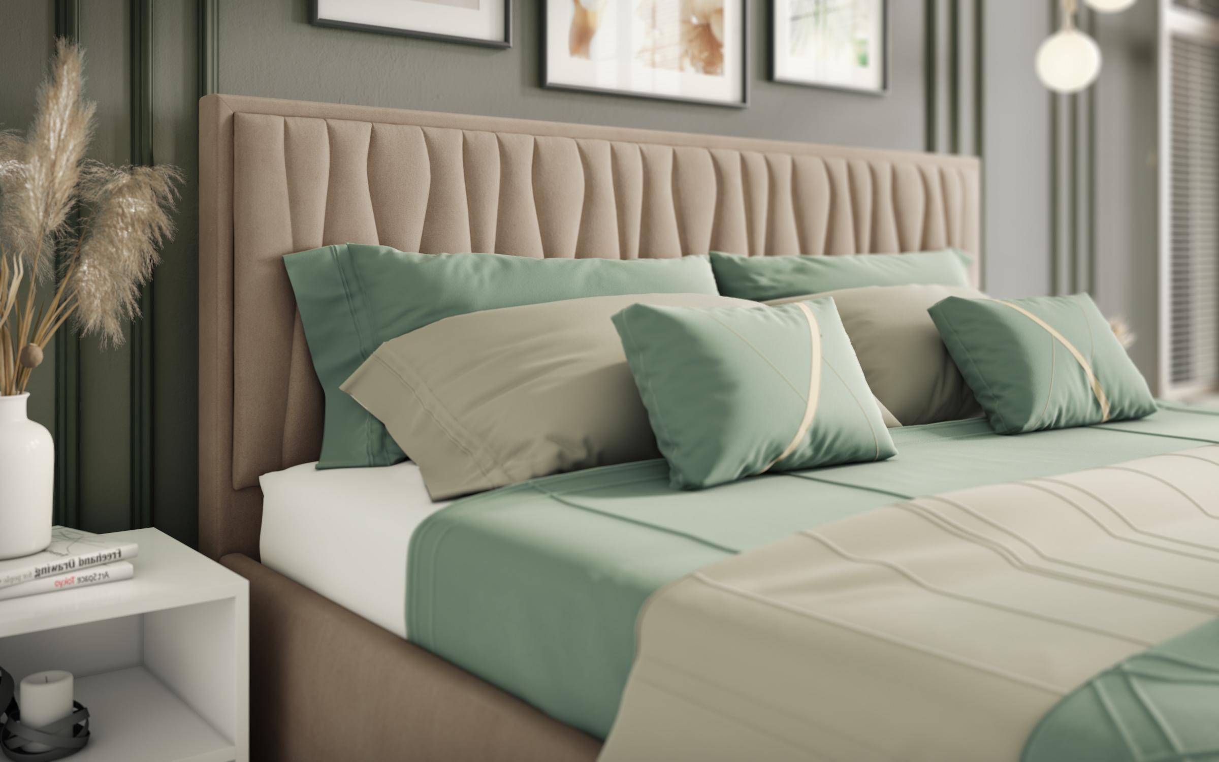 Upholstered double bed for mattress 160/200 Forino, dark beige  4