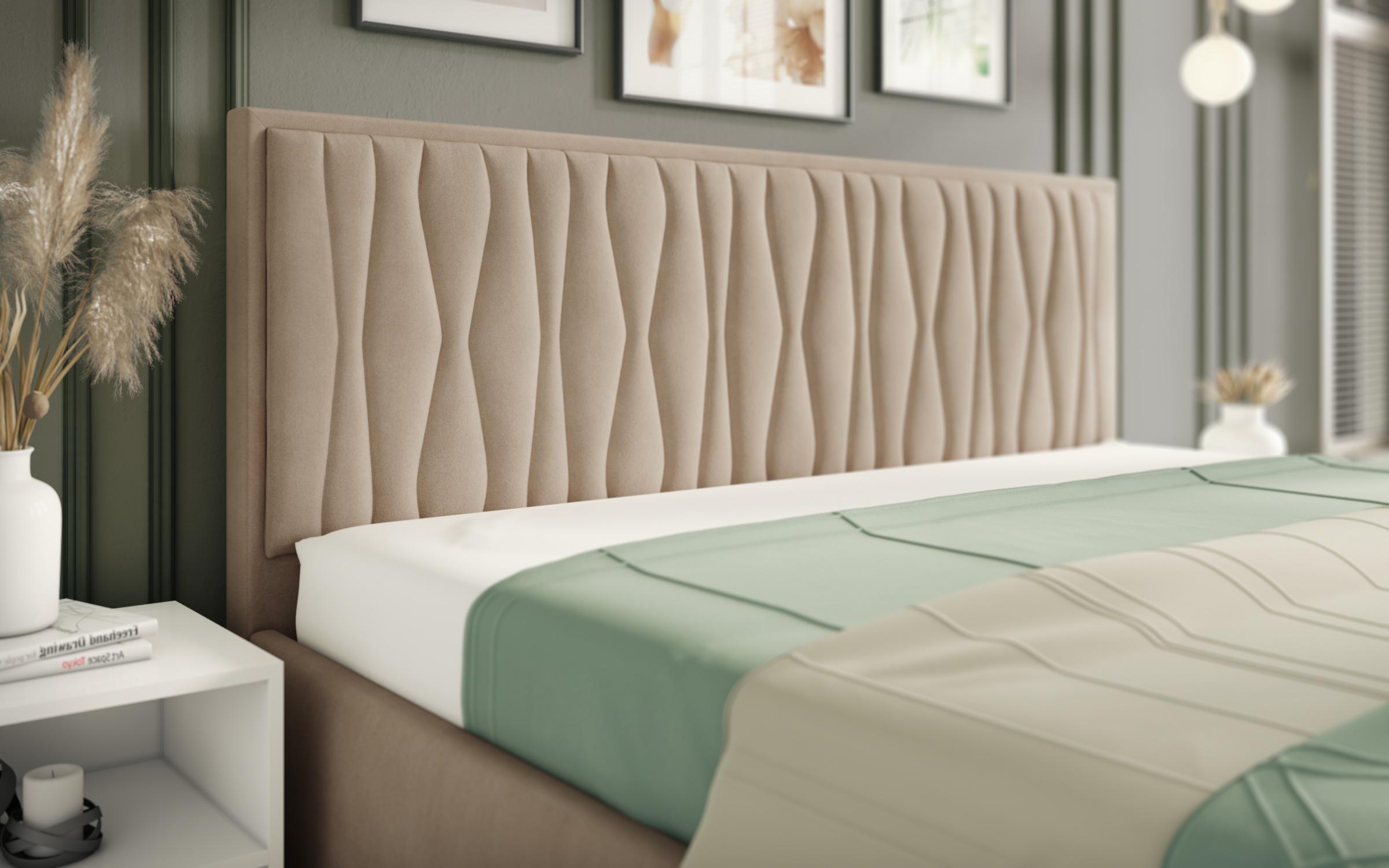 Upholstered double bed for mattress 160/200 Forino, dark beige  5