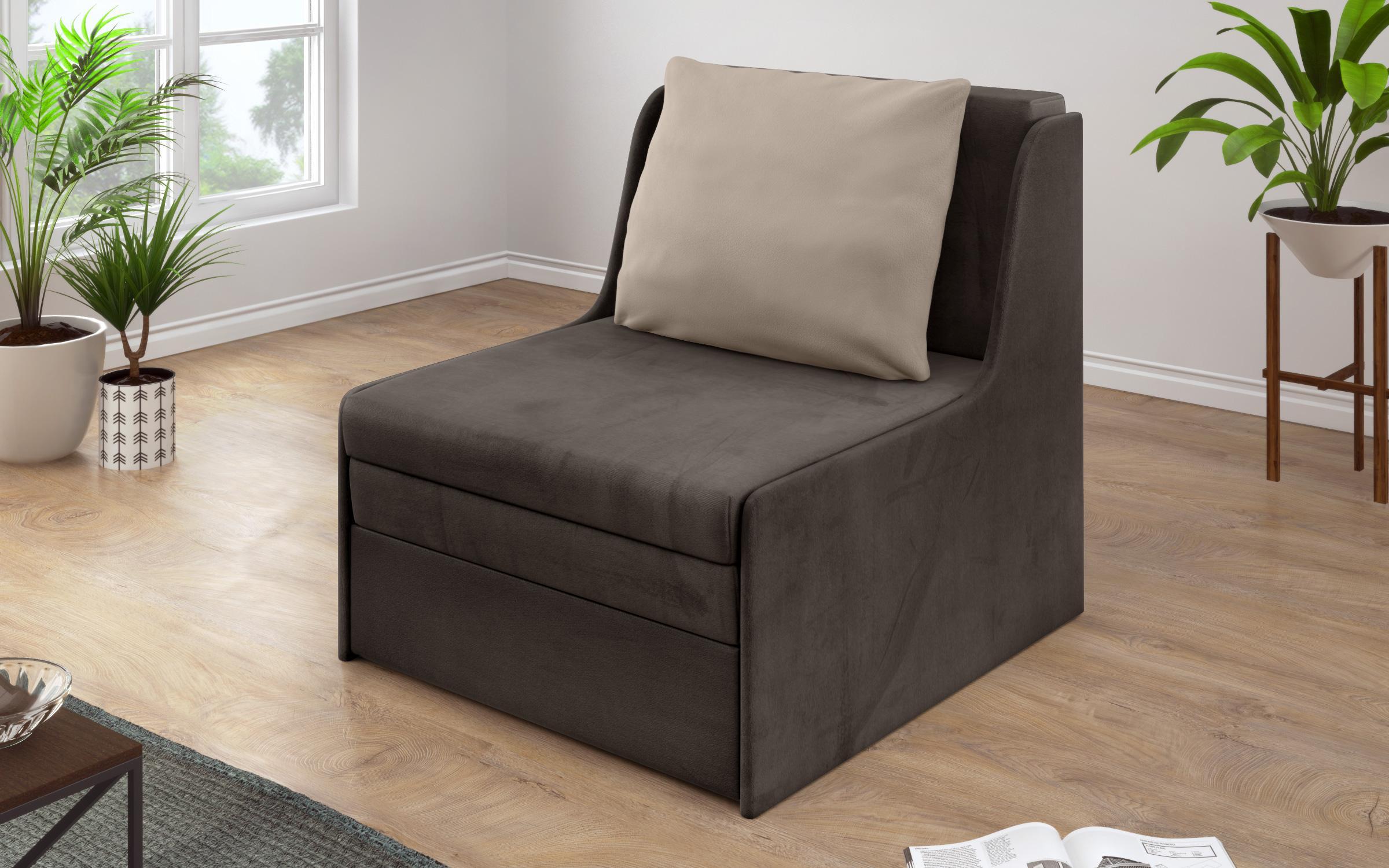 Extendable armchair Addison XXXS, dark brown + beige  3