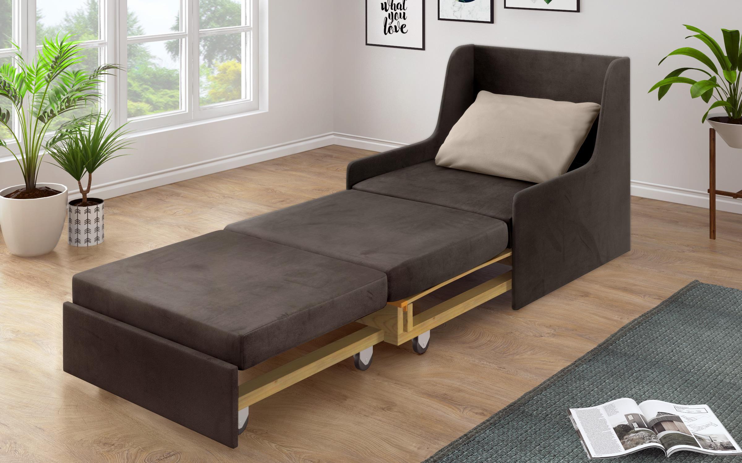 Extendable armchair Addison XXXS, dark brown + beige  5