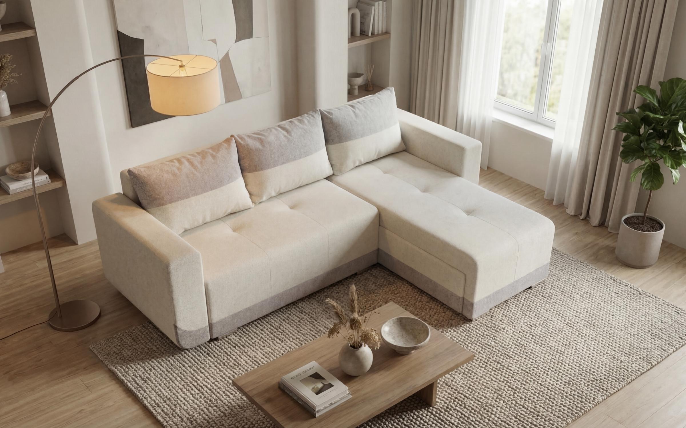 Extendable corner sofa Grand, light beige + beige  4